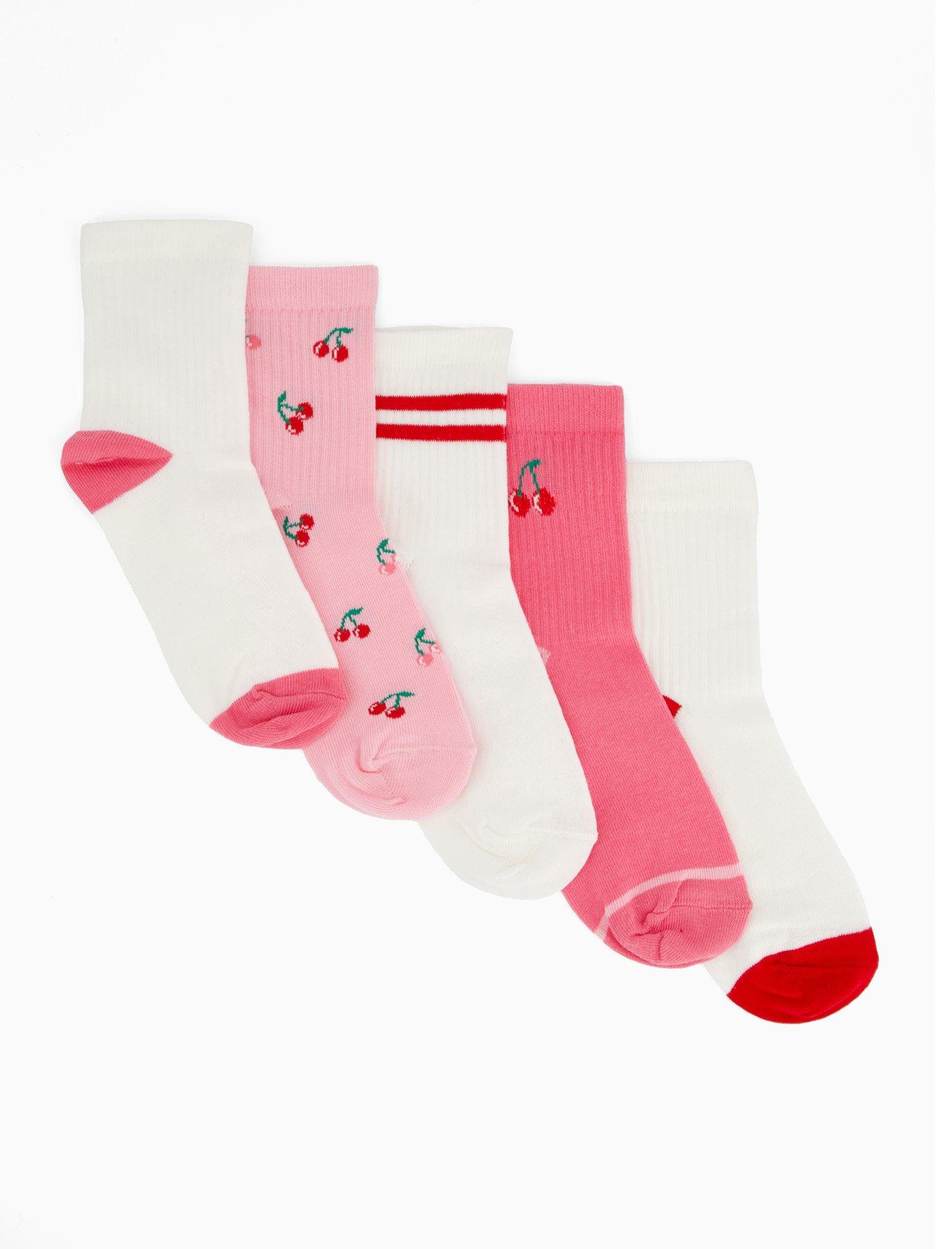 V by Very Girls 5 Pack Cherry Socks - Multi