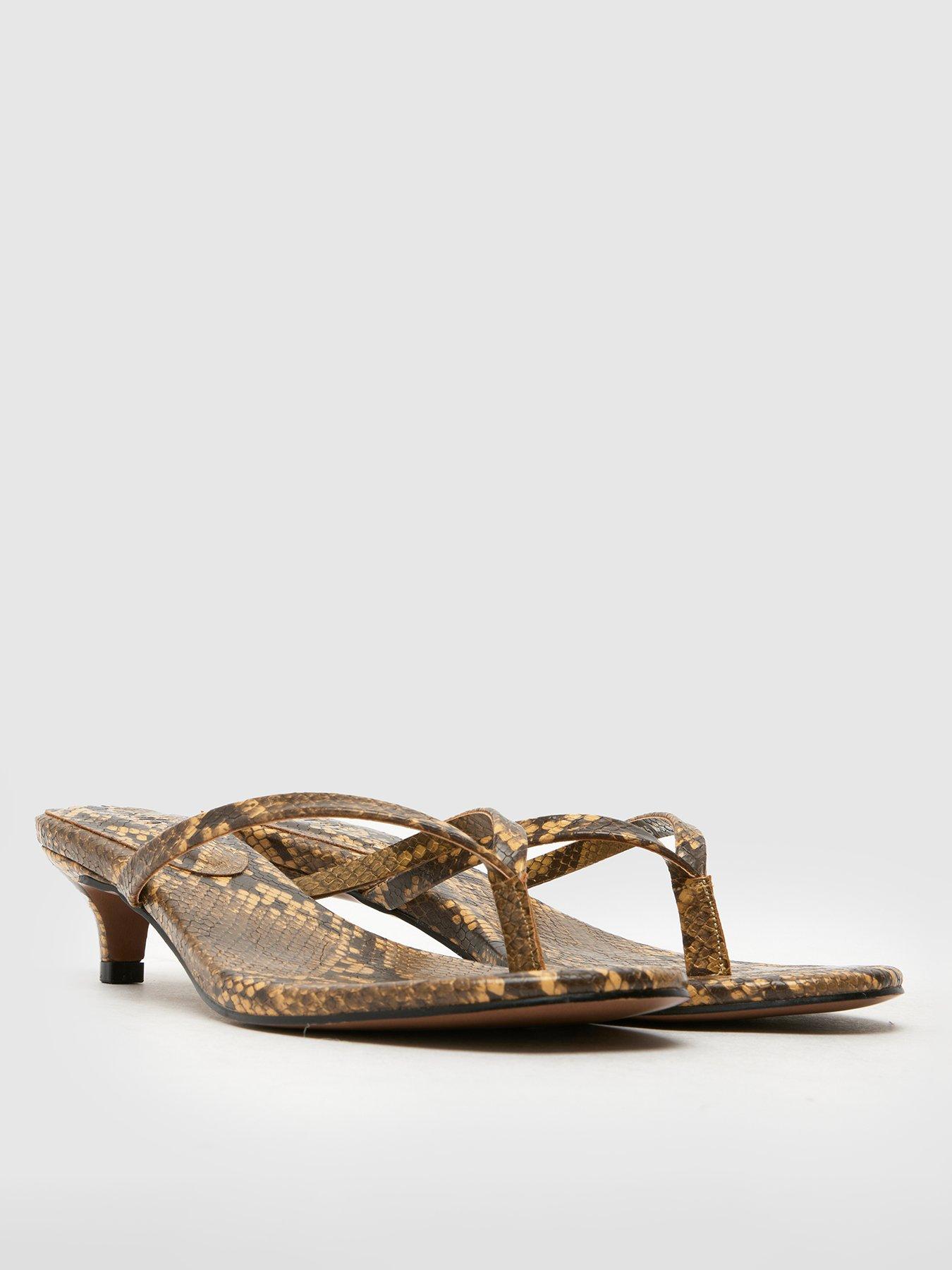 Image 2 of 4 of Schuh Sunnie Toe Post Kitten Heel Sandals - Snakeskin