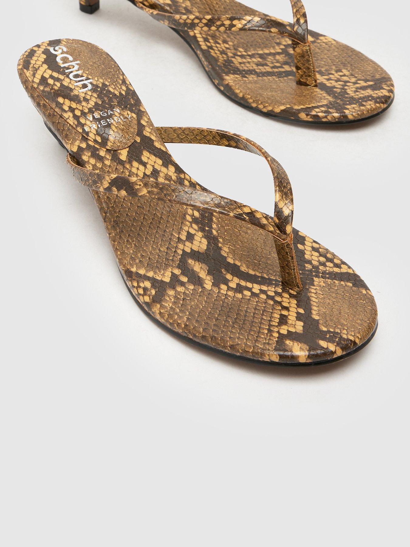 Image 3 of 4 of Schuh Sunnie Toe Post Kitten Heel Sandals - Snakeskin