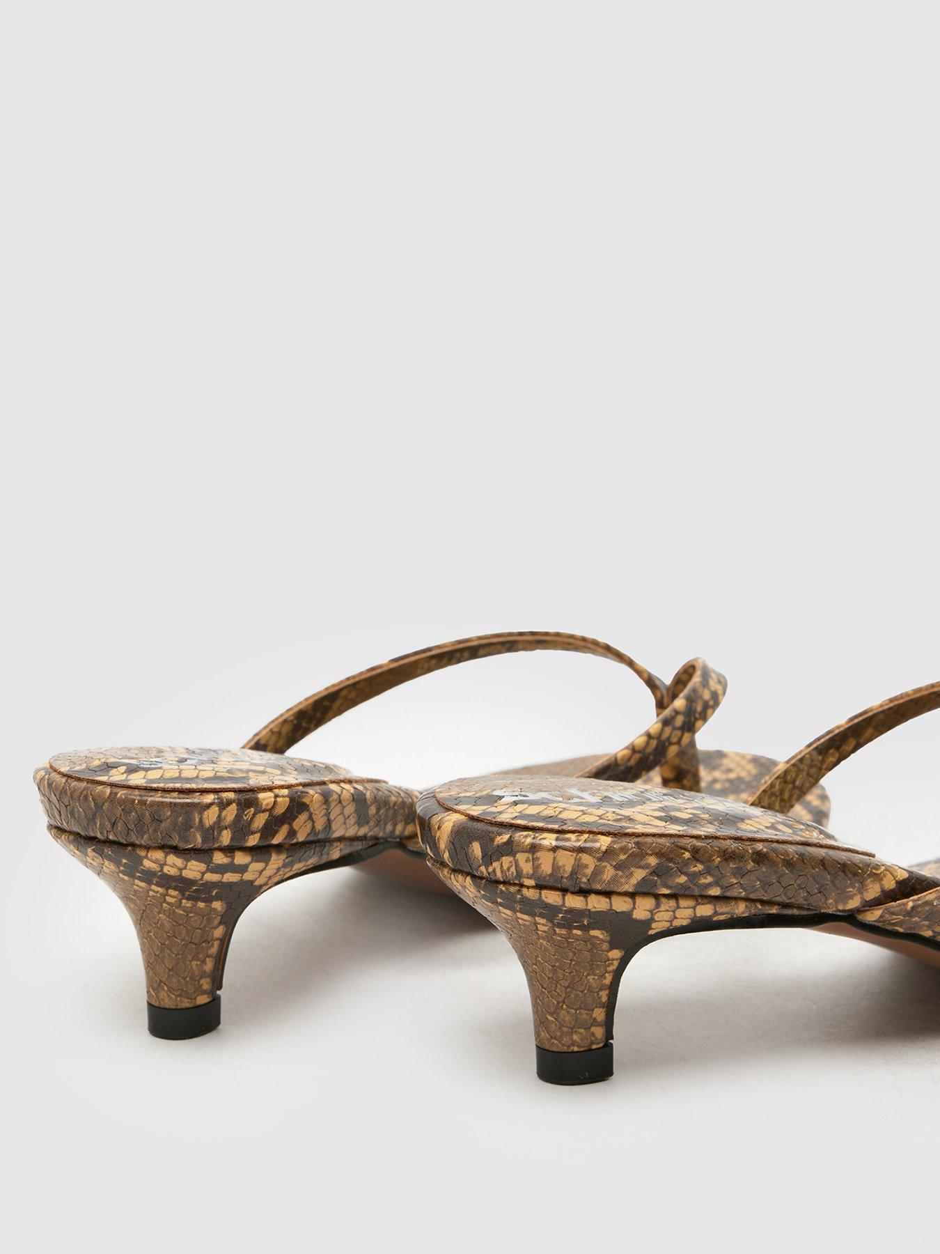Image 4 of 4 of Schuh Sunnie Toe Post Kitten Heel Sandals - Snakeskin