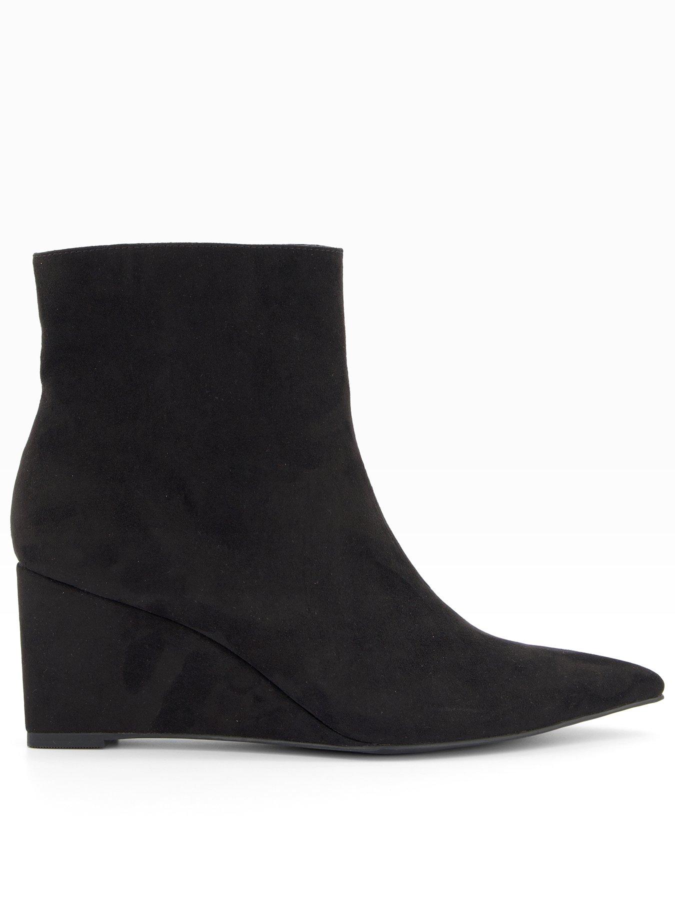 The Very Collection Wide Fit Wedge Ankle Boot - Black