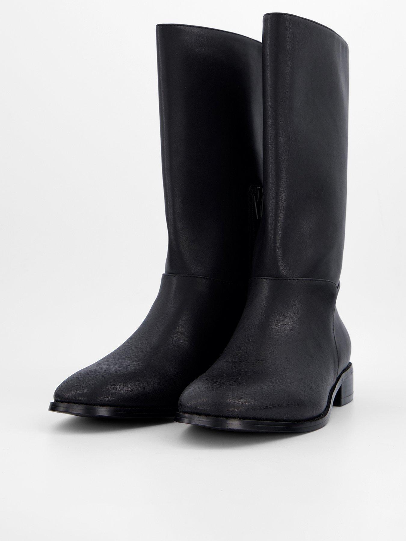  image of the-very-collection-low-block-heel-calf-length-boots-black