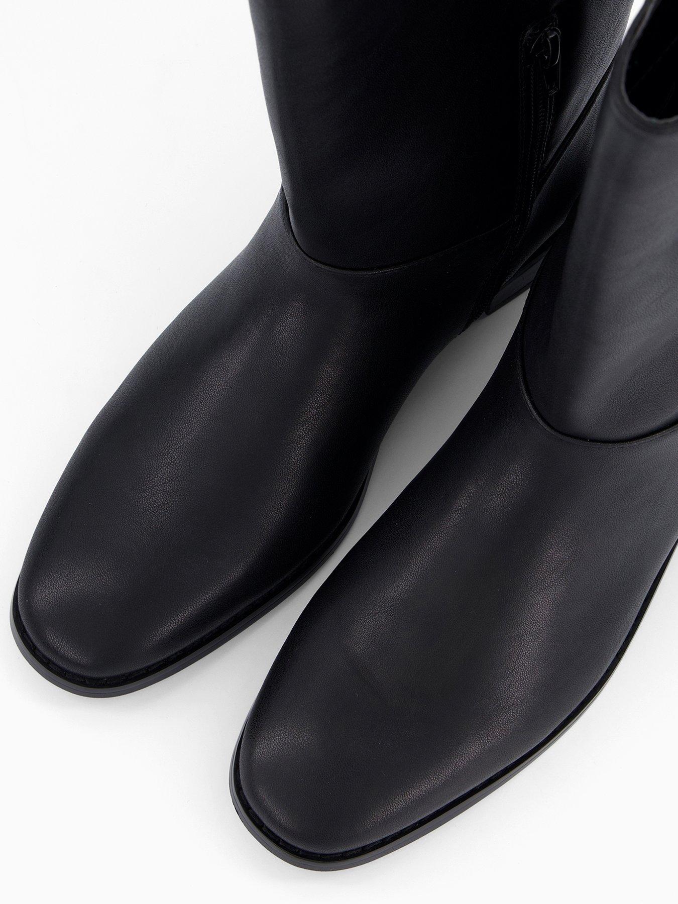  image of the-very-collection-low-block-heel-calf-length-boots-black