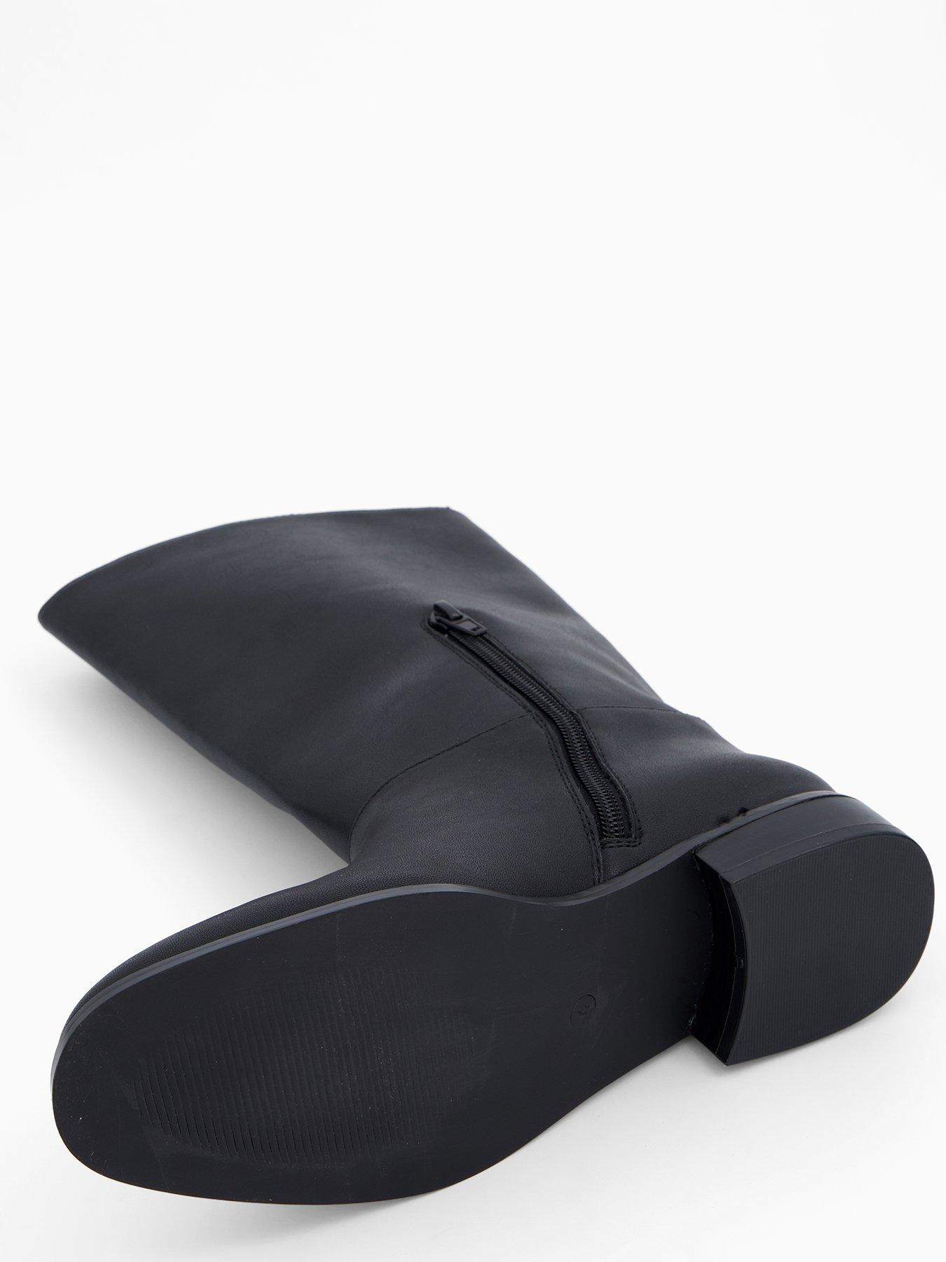  image of the-very-collection-low-block-heel-calf-length-boots-black