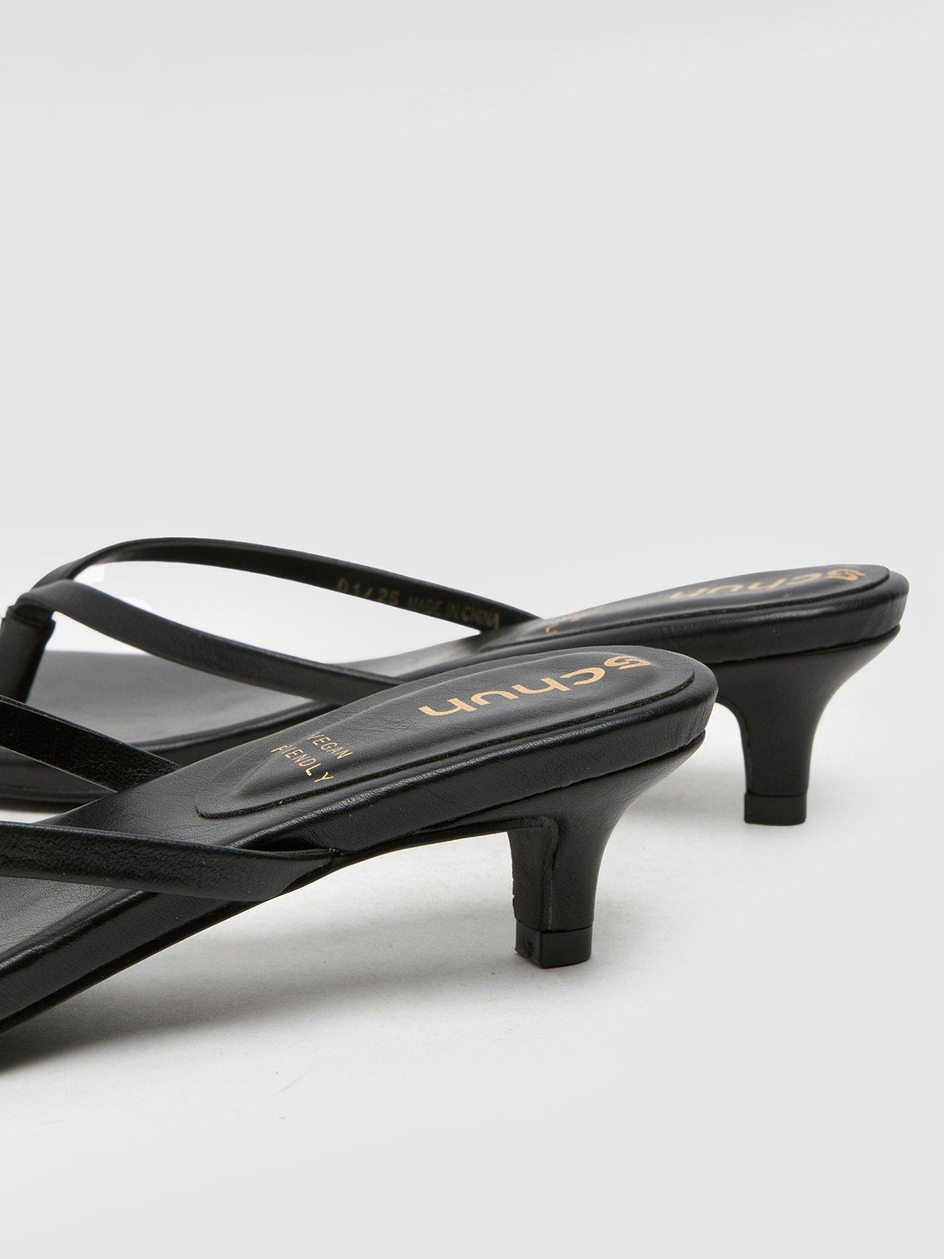 Schuh Sunnie Toe Post Kitten Heel Sandal Black Littlewoods