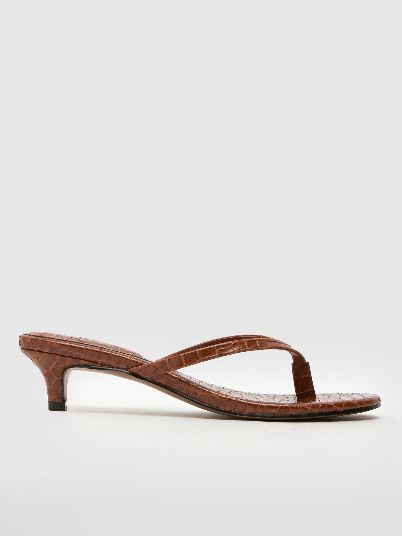 Schuh Sunnie Toe Post Kitten Heel Sandals Tan Littlewoods