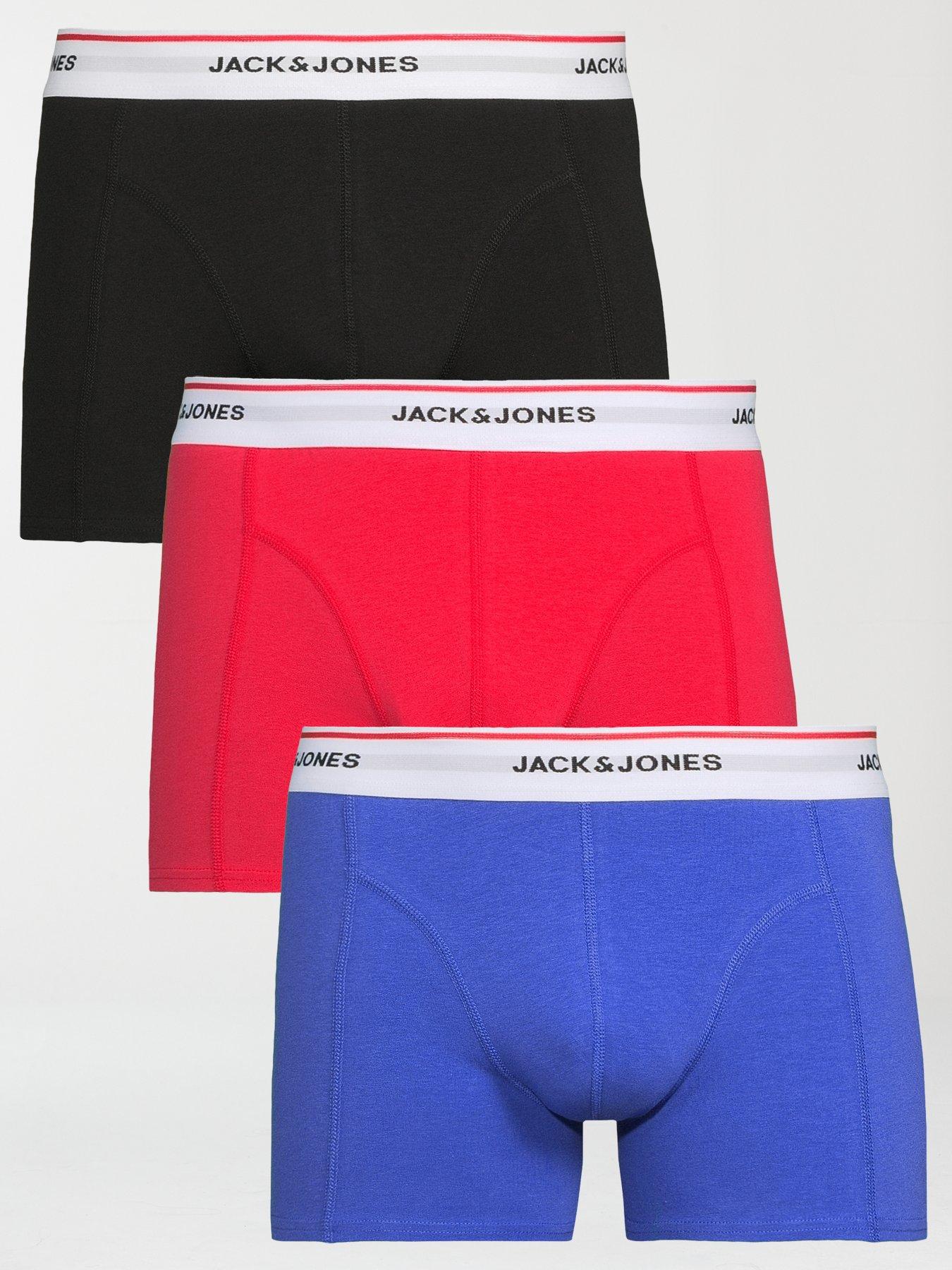 Jack & Jones Kaydon 3 Pack Logo Waistband Trunks - Black/Multi