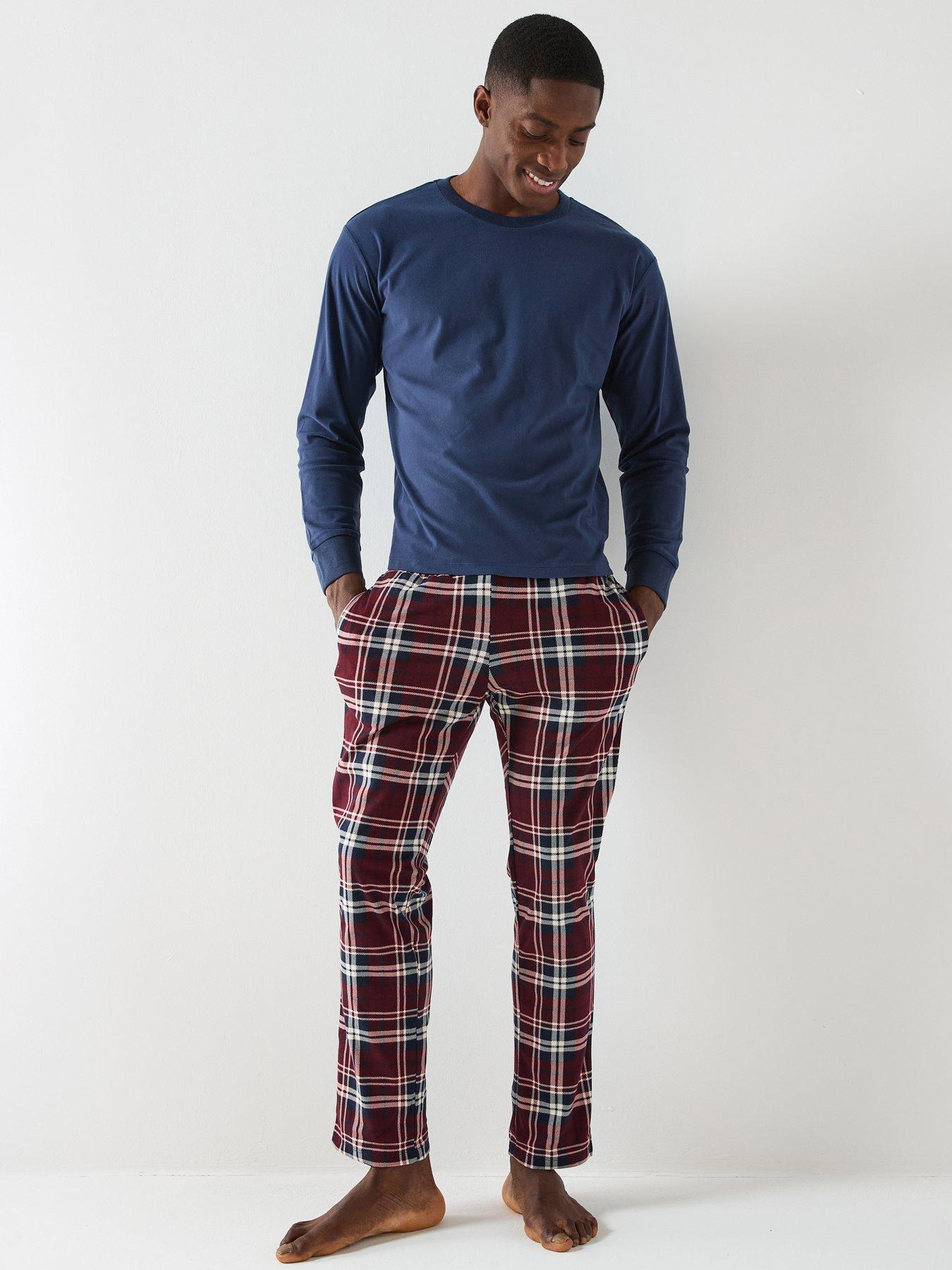  image of jack-jones-solid-loungewear-top-and-bottom-set-navy