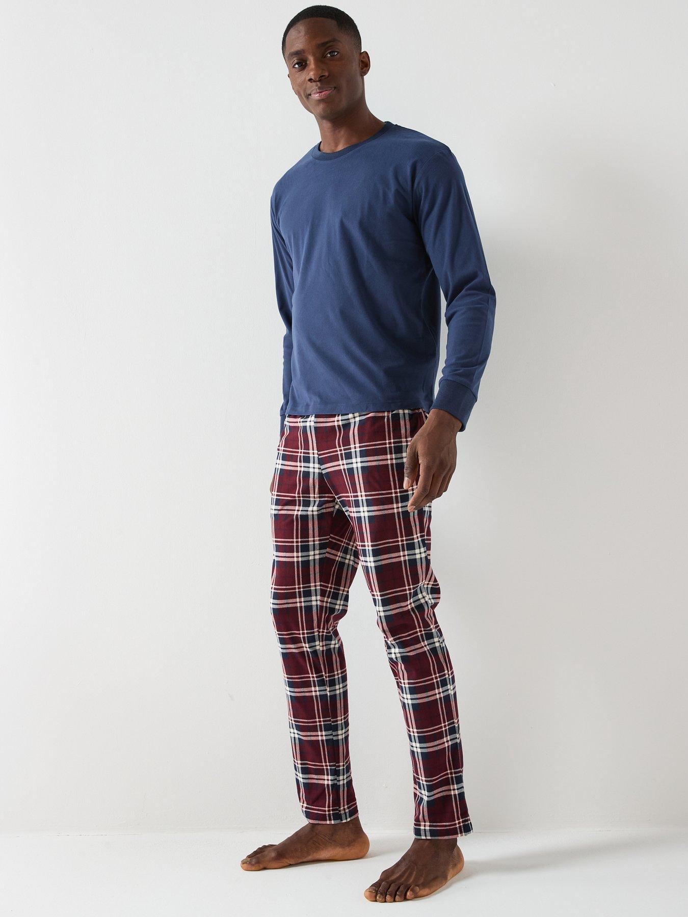  image of jack-jones-solid-loungewear-top-and-bottom-set-navy