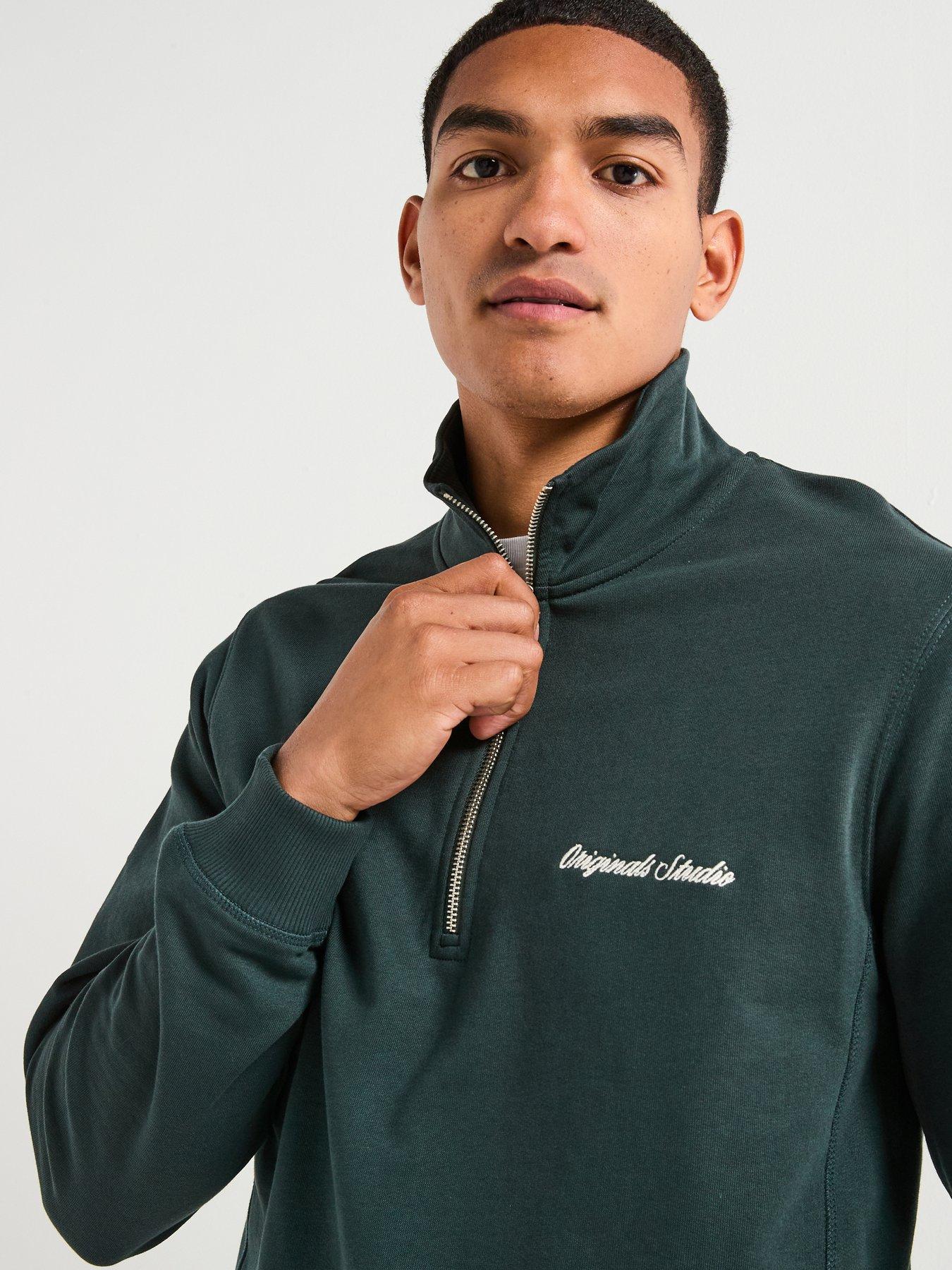 Image 4 of 4 of Jack & Jones Norrebro Embroidered Half Zip Sweat Top - Green