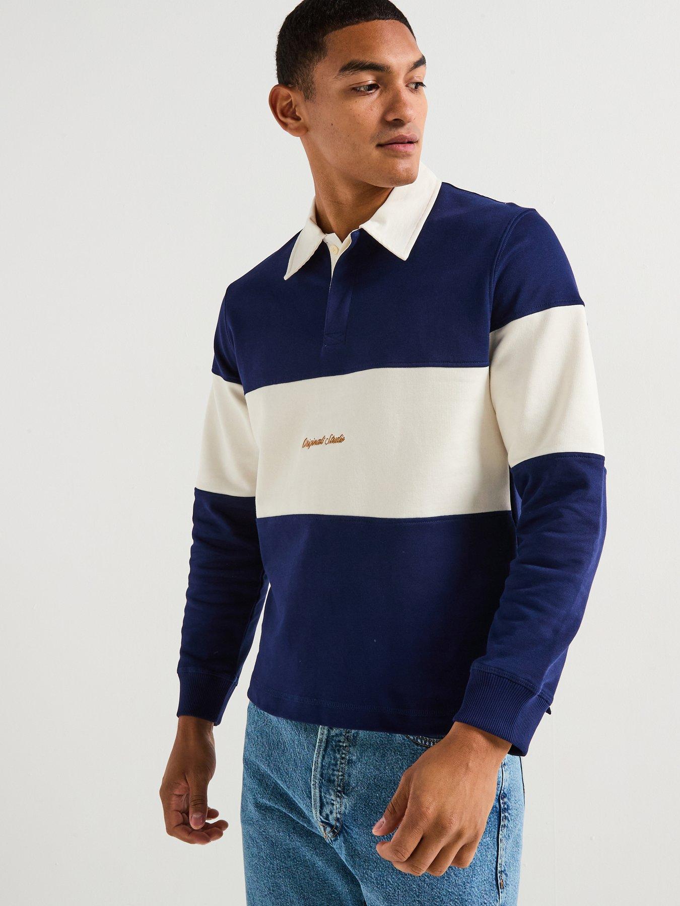 Jack & Jones Norrebro Embroidered Rugby Long Sleeve Polo Shirt - Navy
