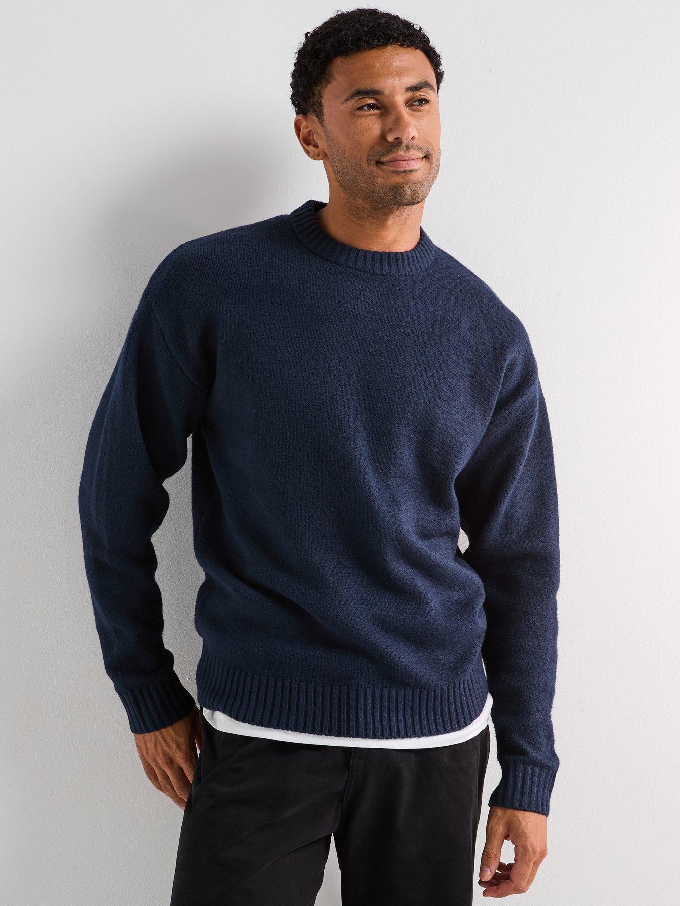  image of jack-jones-ollie-crew-neck-knitted-jumper-navy