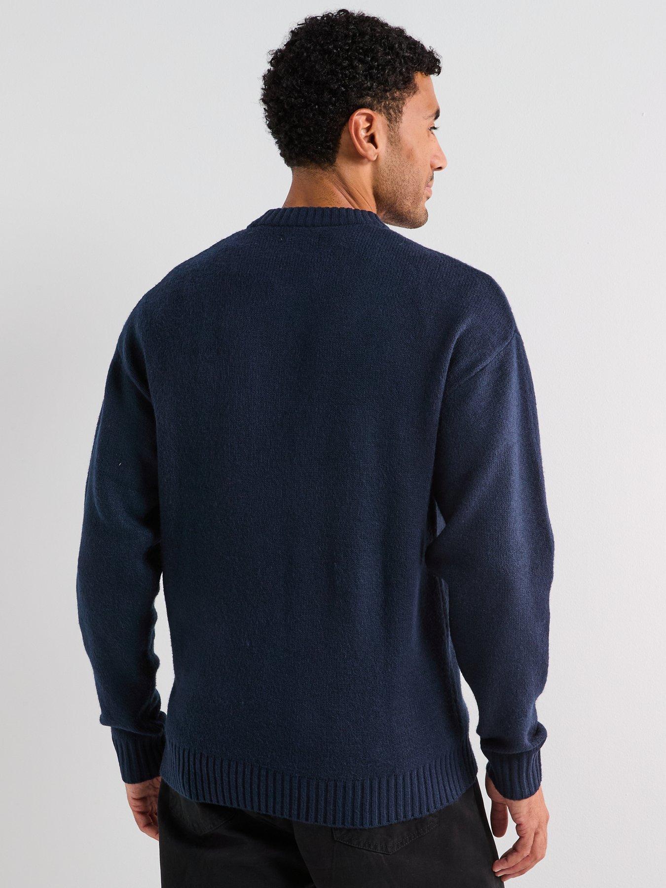  image of jack-jones-ollie-crew-neck-knitted-jumper-navy