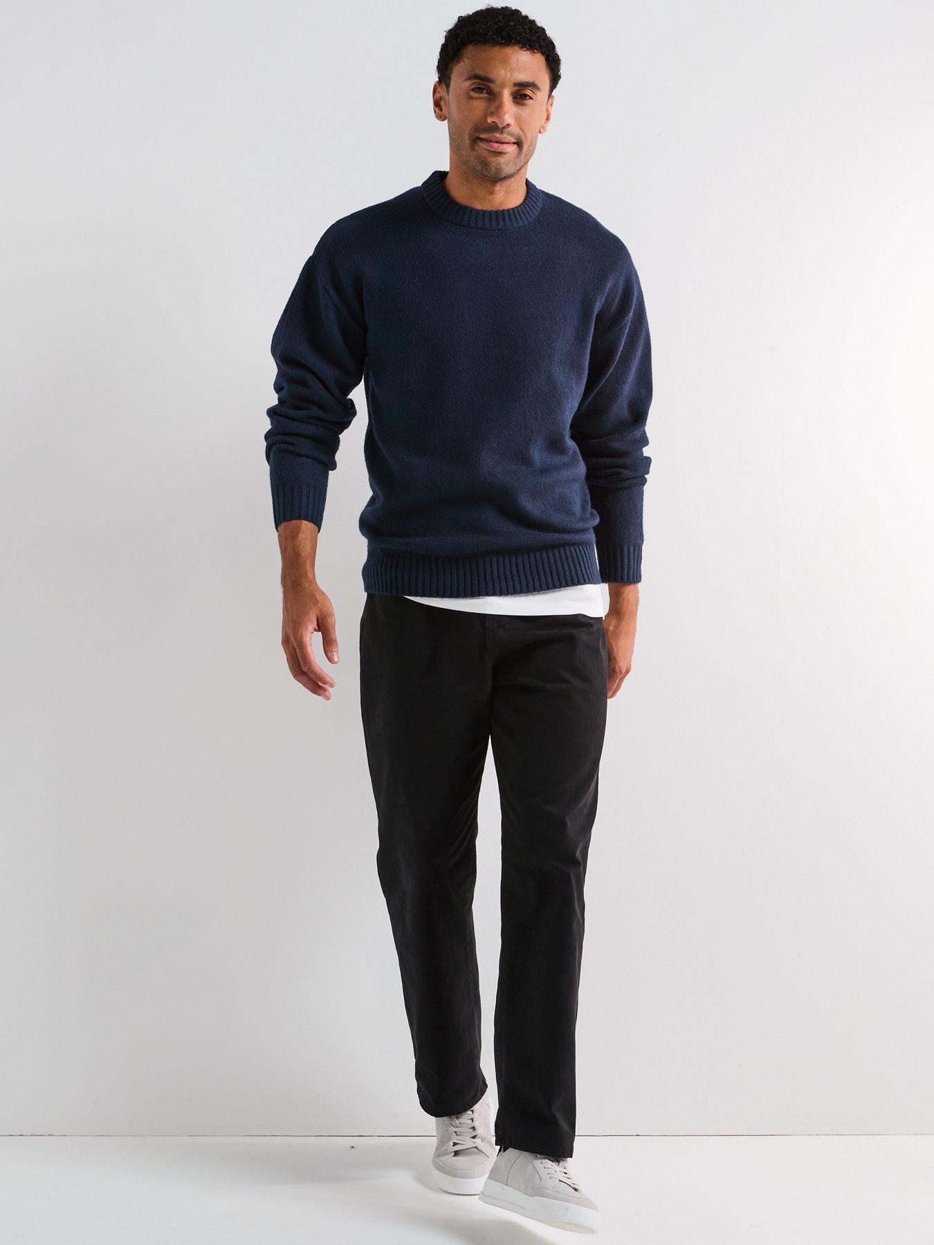  image of jack-jones-ollie-crew-neck-knitted-jumper-navy