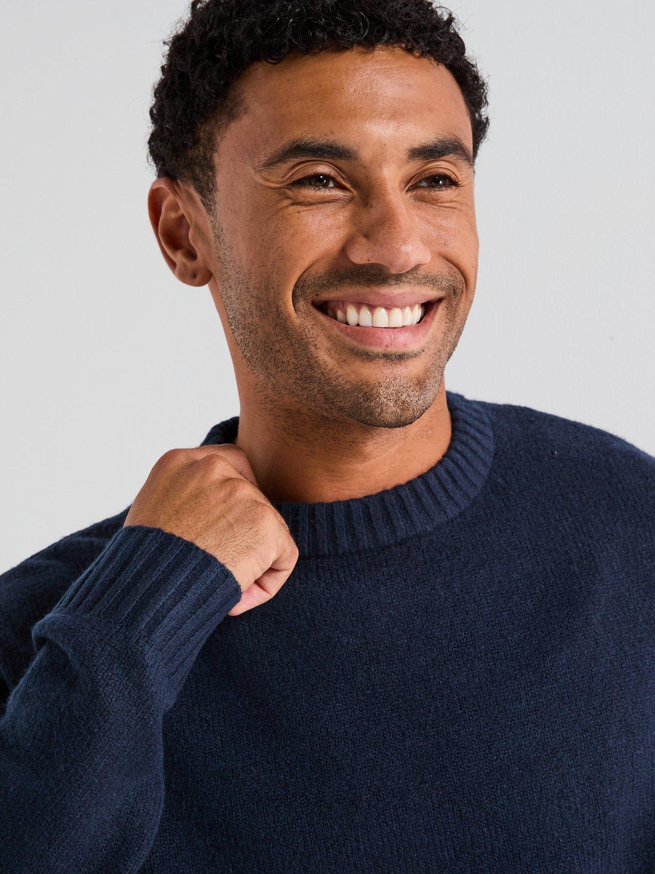  image of jack-jones-ollie-crew-neck-knitted-jumper-navy
