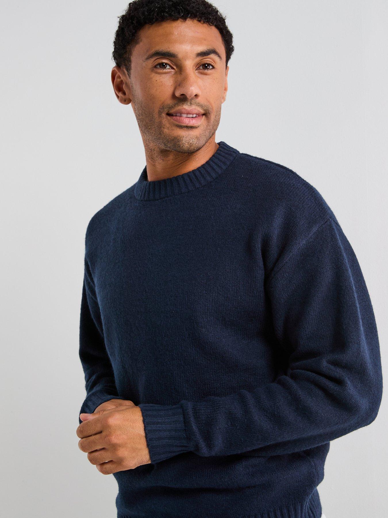  image of jack-jones-ollie-crew-neck-knitted-jumper-navy