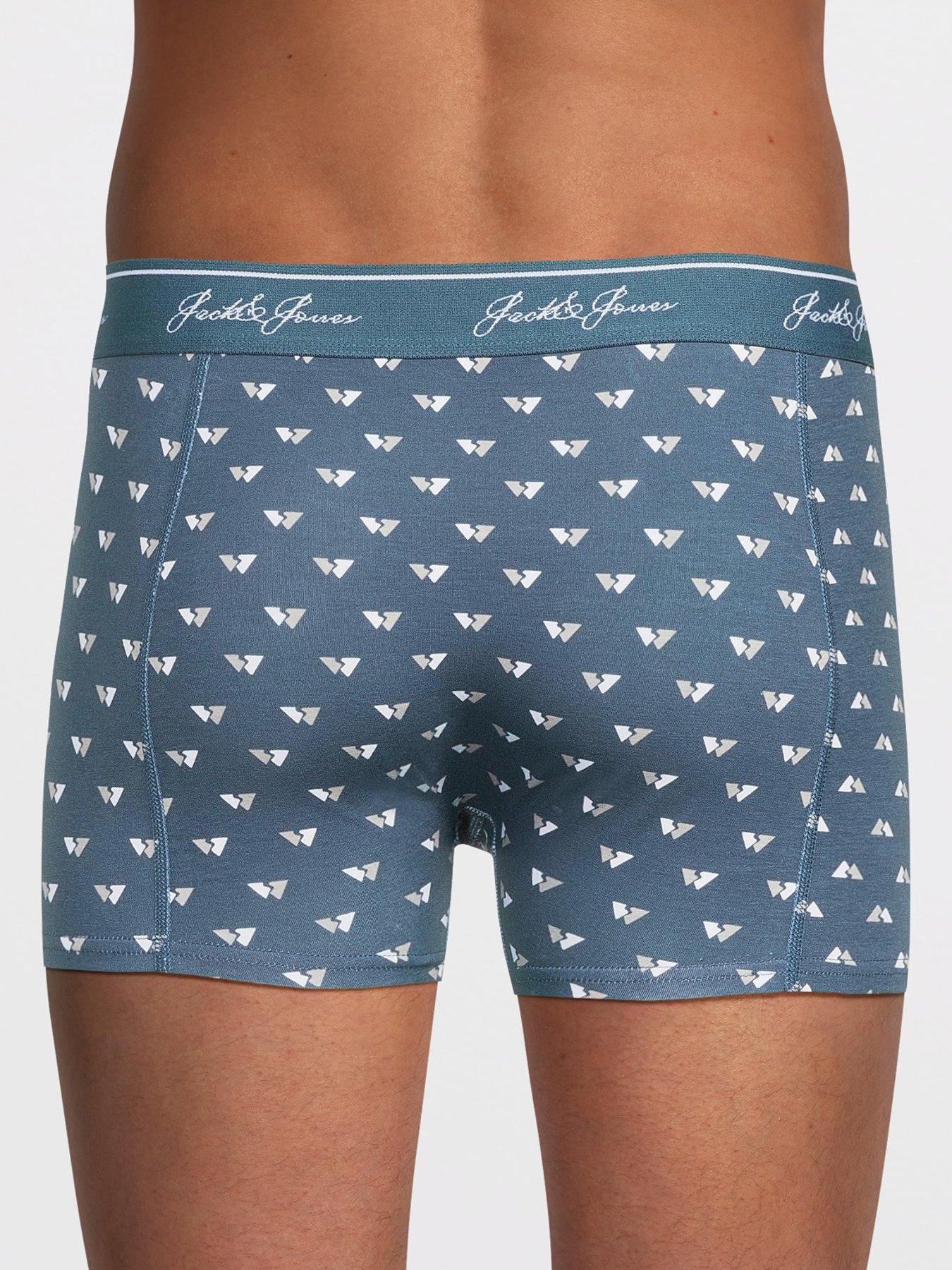 Image 3 of 3 of Jack & Jones Tate 3 Pack Logo Waistband Trunks - Blue