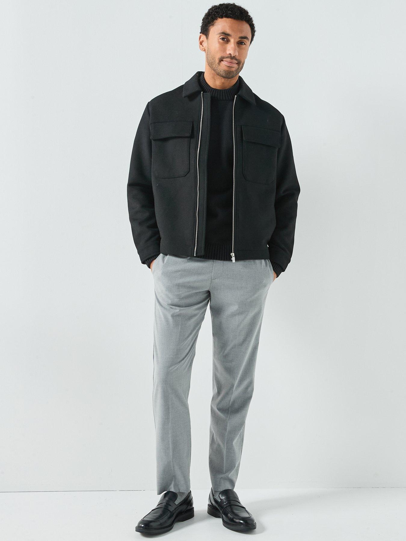  image of jack-jones-russel-wool-blend-black