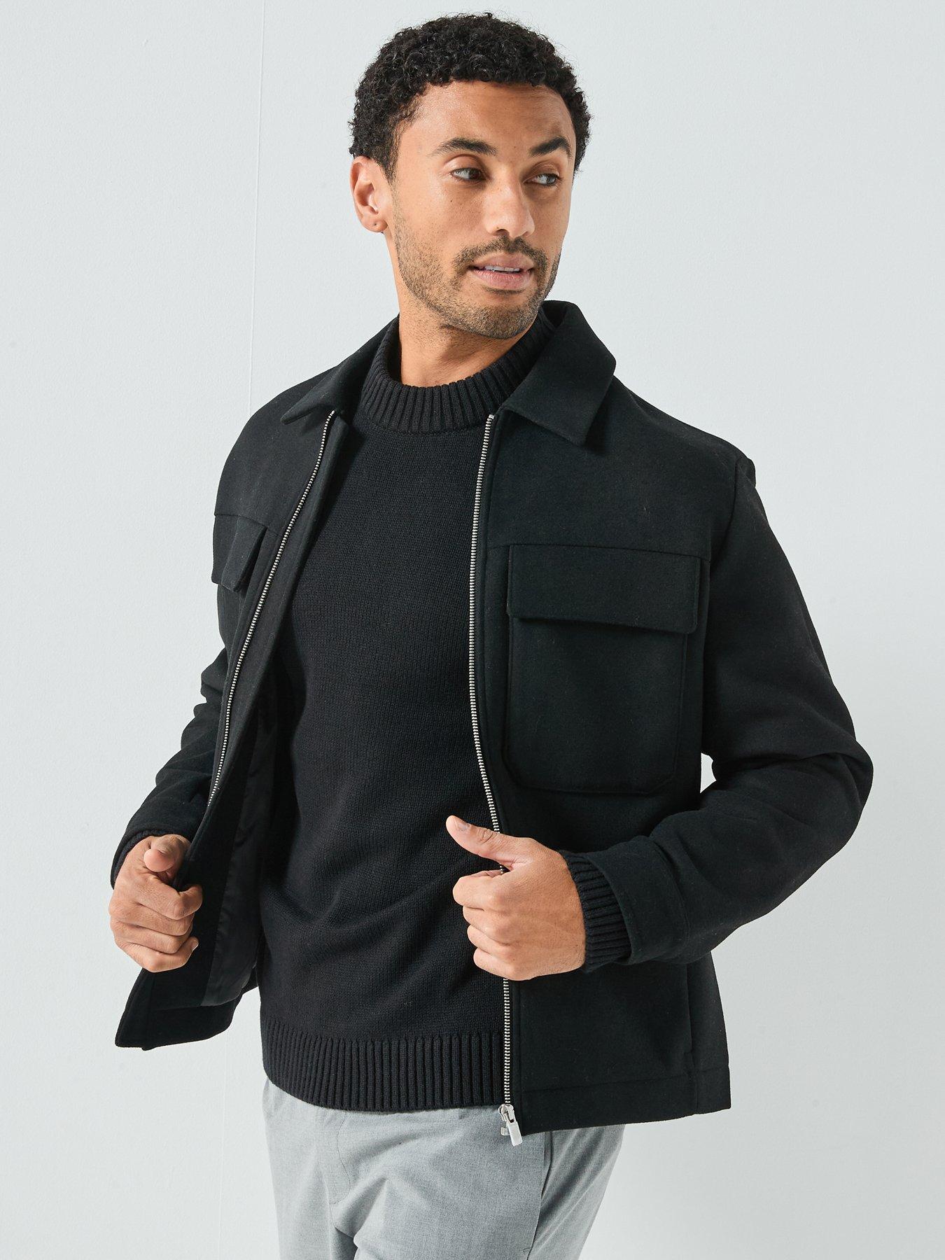  image of jack-jones-russel-wool-blend-black