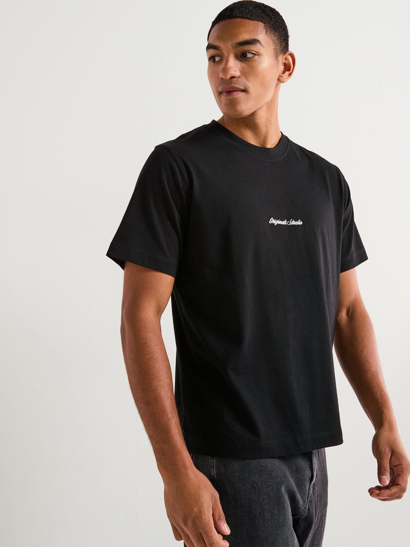 Image 1 of 5 of Jack & Jones Norrebro Embroidered Short Sleeve T-Shirt - Black