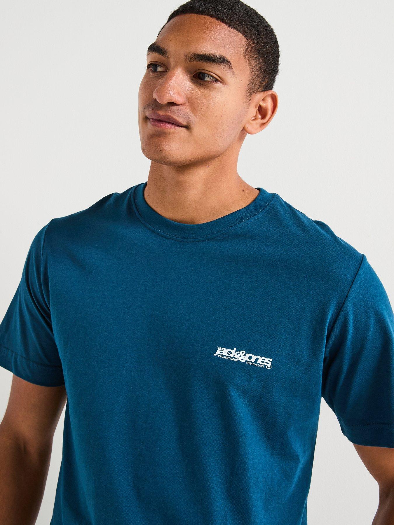  image of jack-jones-union-back-print-short-sleeve-crew-neck-t-shirt-blue