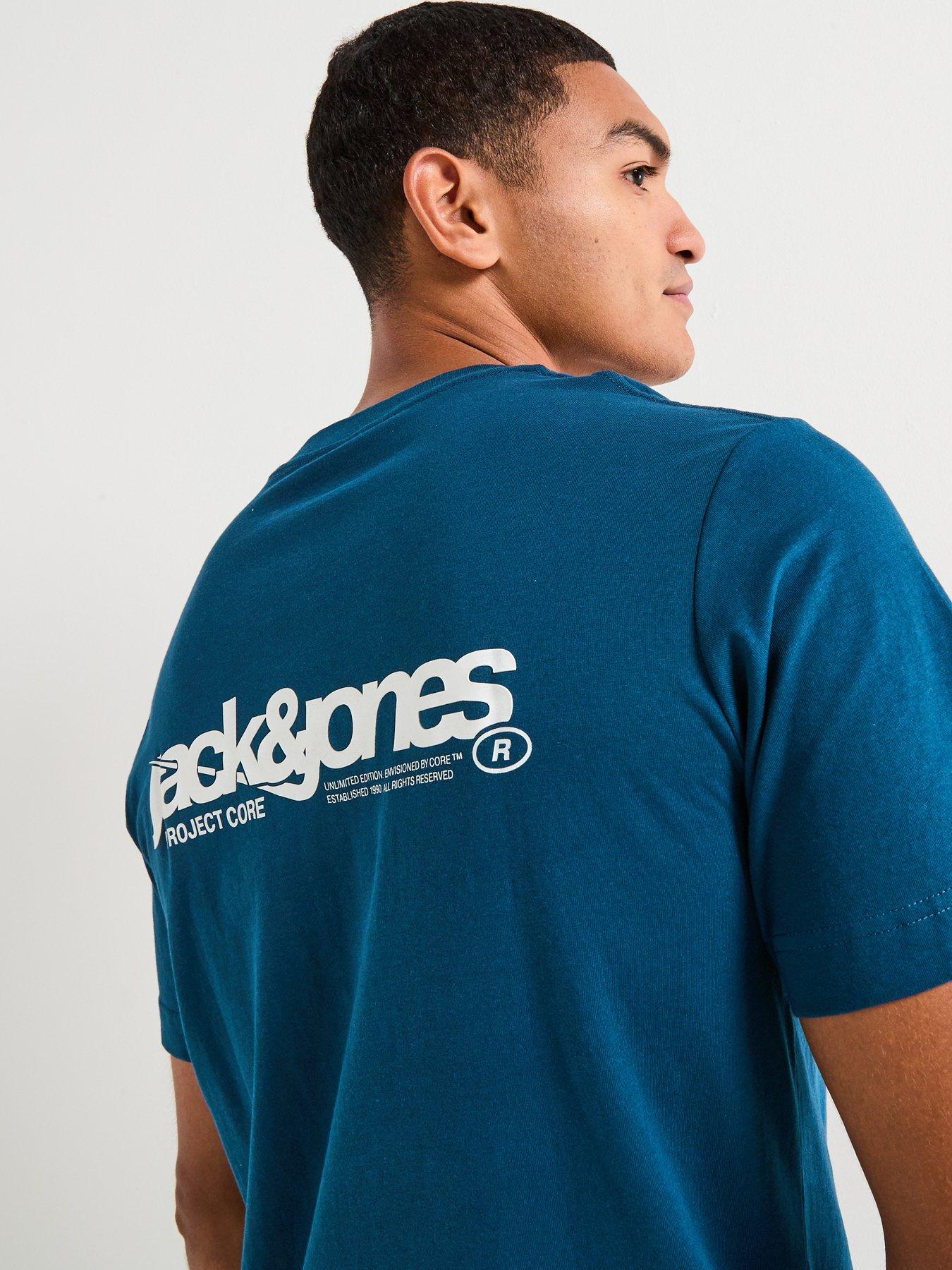  image of jack-jones-union-back-print-short-sleeve-crew-neck-t-shirt-blue