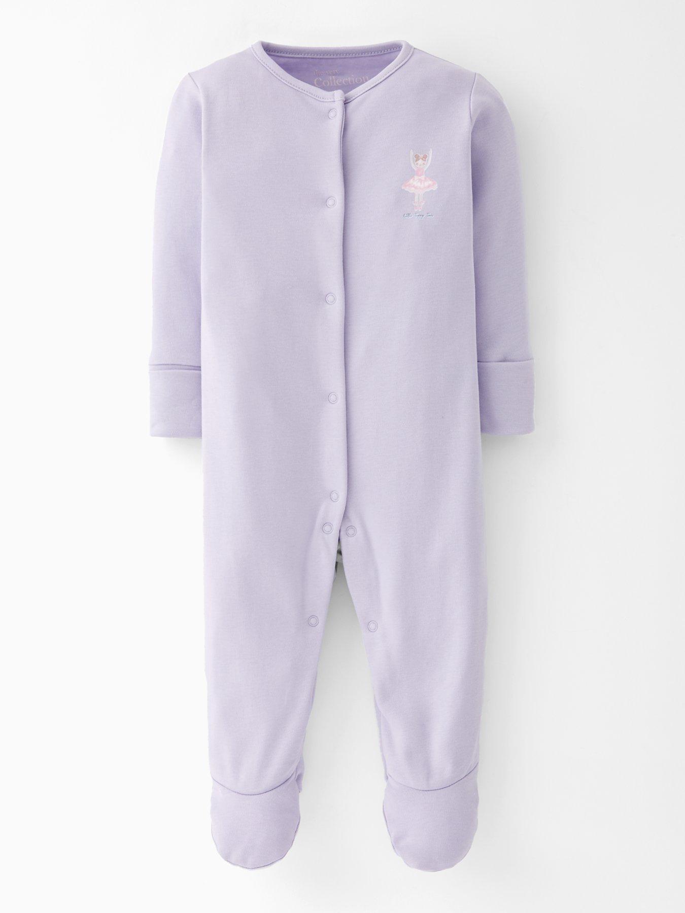 back image of the-very-collection-baby-3-pack-ballerina-print-sleepsuits-cream
