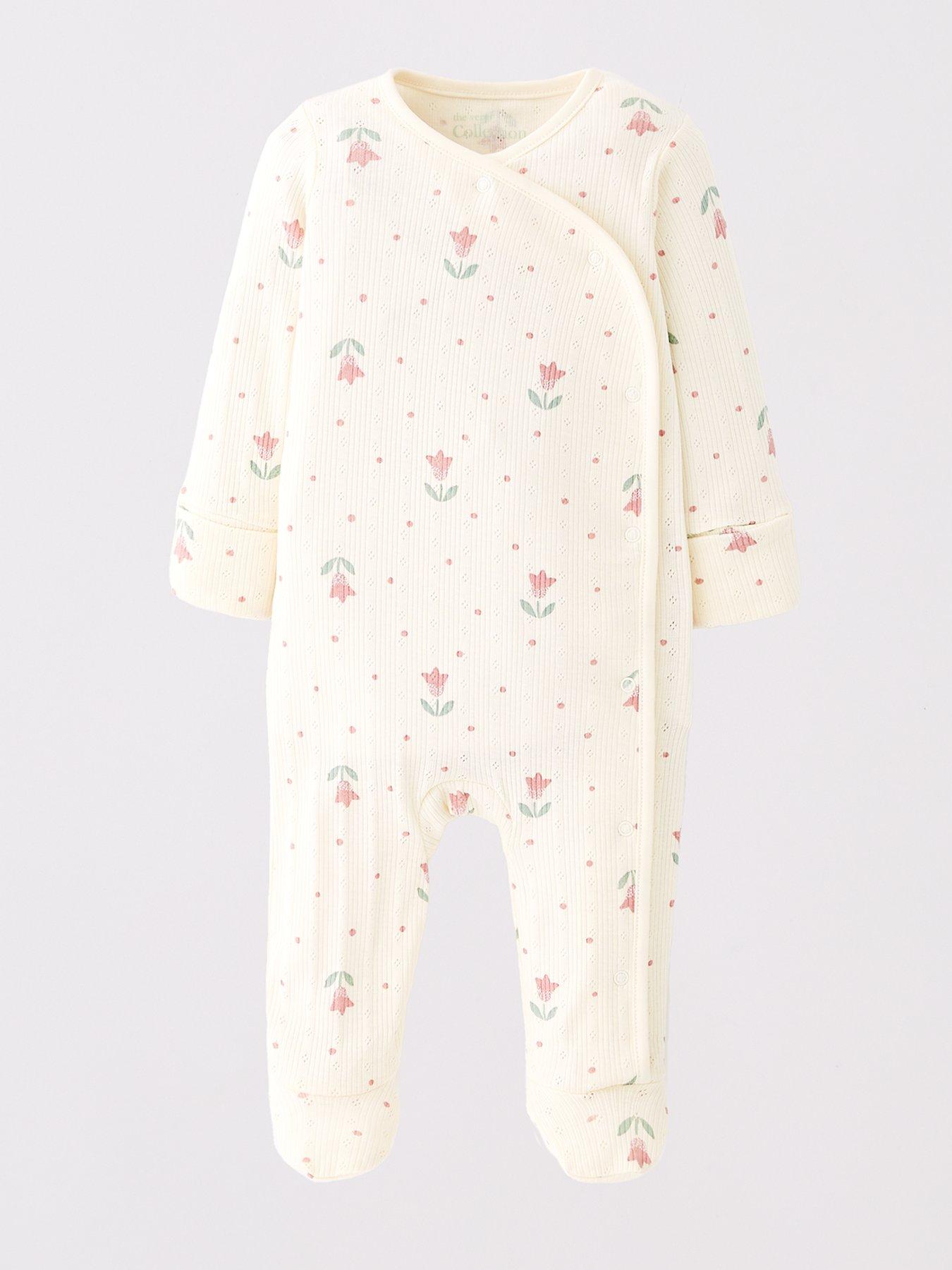 back image of the-very-collection-baby-girls-3pk-pointelle-floral-sleepsuits-creamgreen