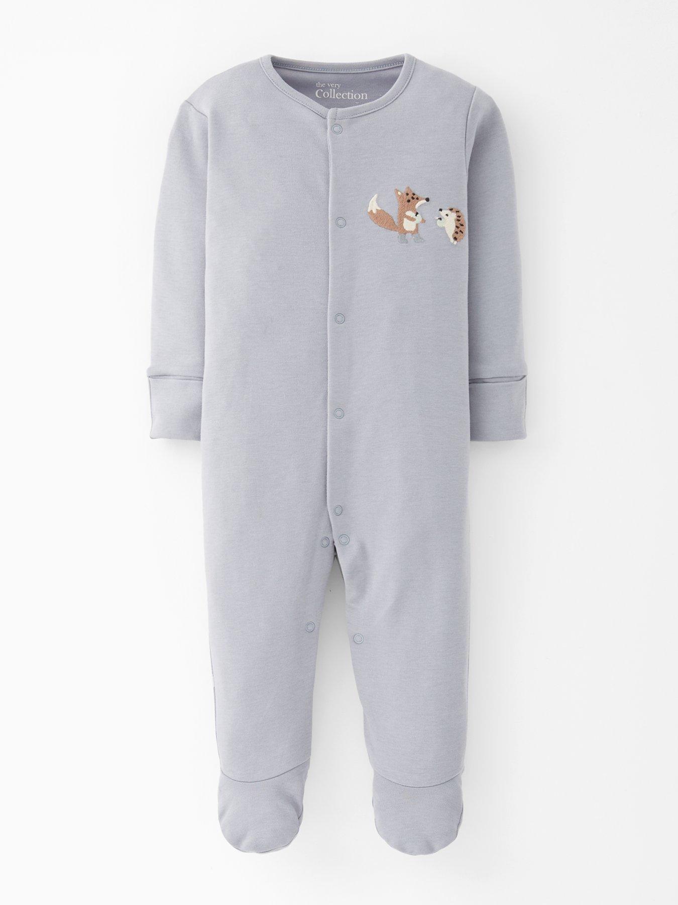  image of the-very-collection-baby-3pk-woodland-stripe-sleepsuits