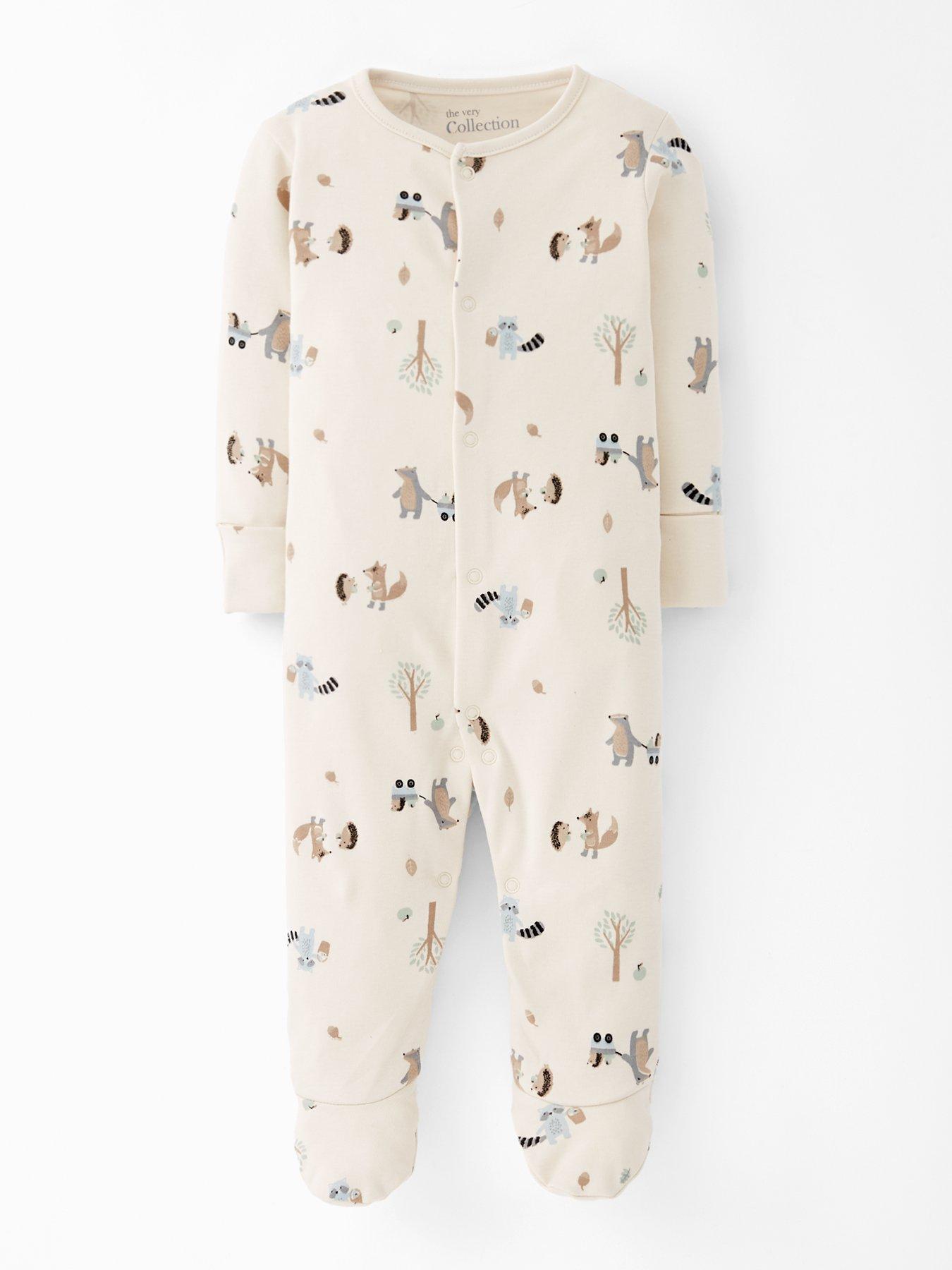  image of the-very-collection-baby-3pk-woodland-stripe-sleepsuits