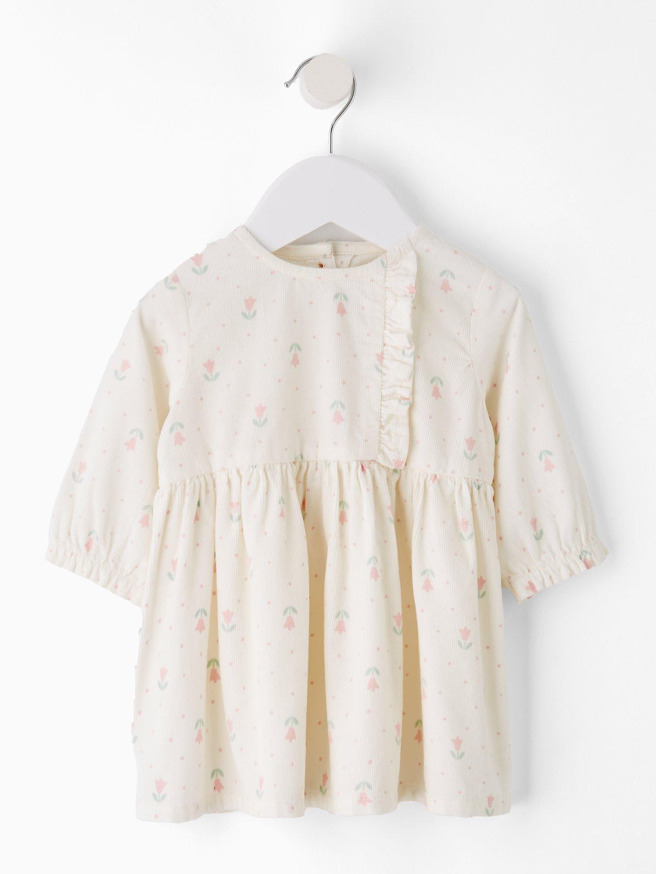 undefined Baby Girls Floral Cord Dress - Cream