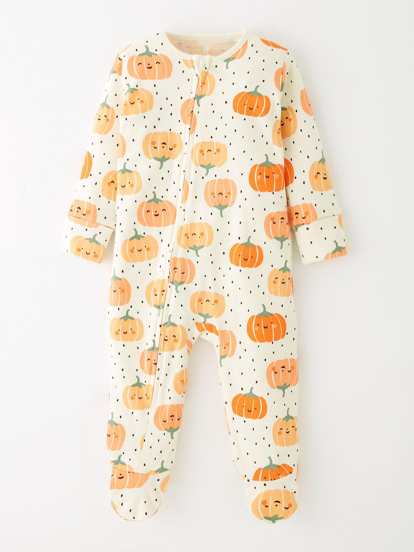 Image 3 of 5 of The Very Collection Unisex 2Pk Pumpkin Sleepsuits - Orange