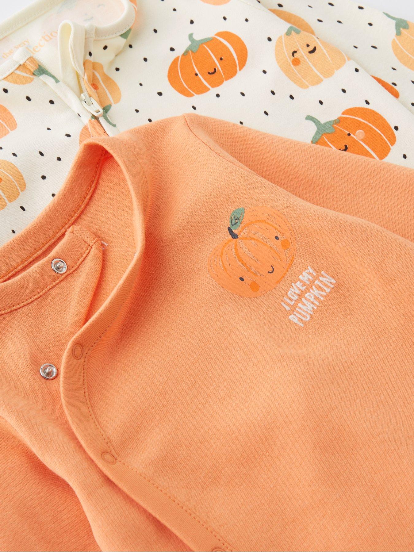 Image 4 of 5 of The Very Collection Unisex 2Pk Pumpkin Sleepsuits - Orange