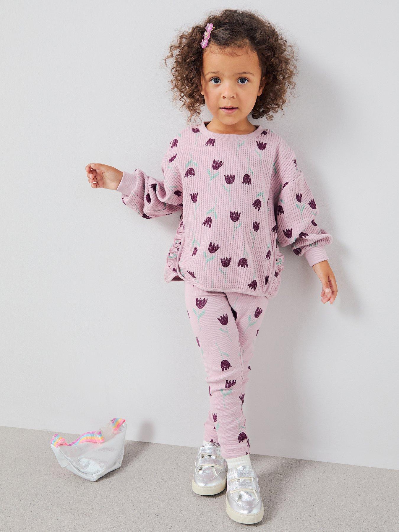  image of mini-v-by-very-girls-waffle-top-and-jersey-legging-set-print