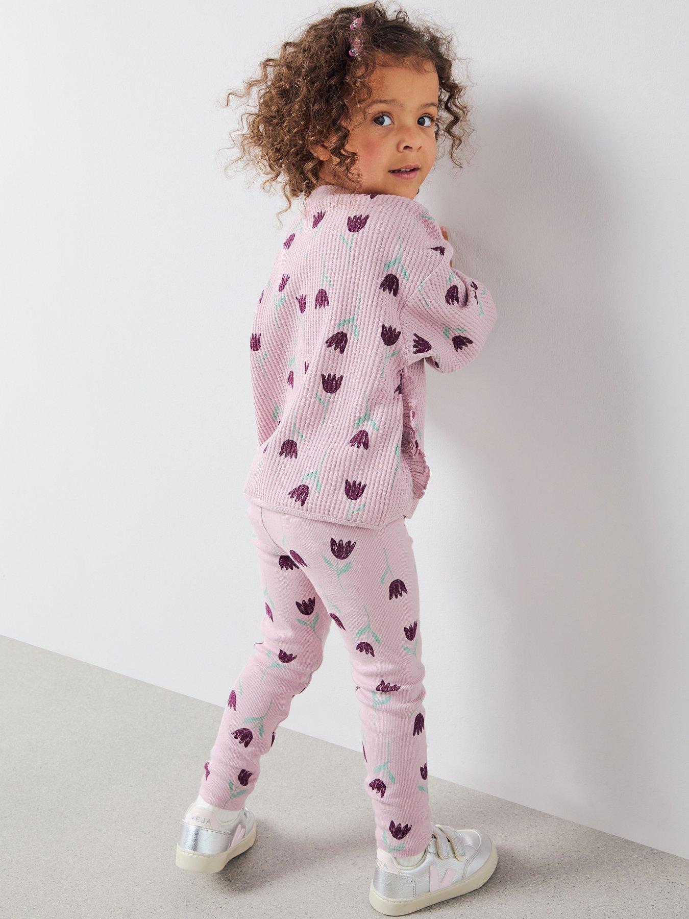  image of mini-v-by-very-girls-waffle-top-and-jersey-legging-set-print