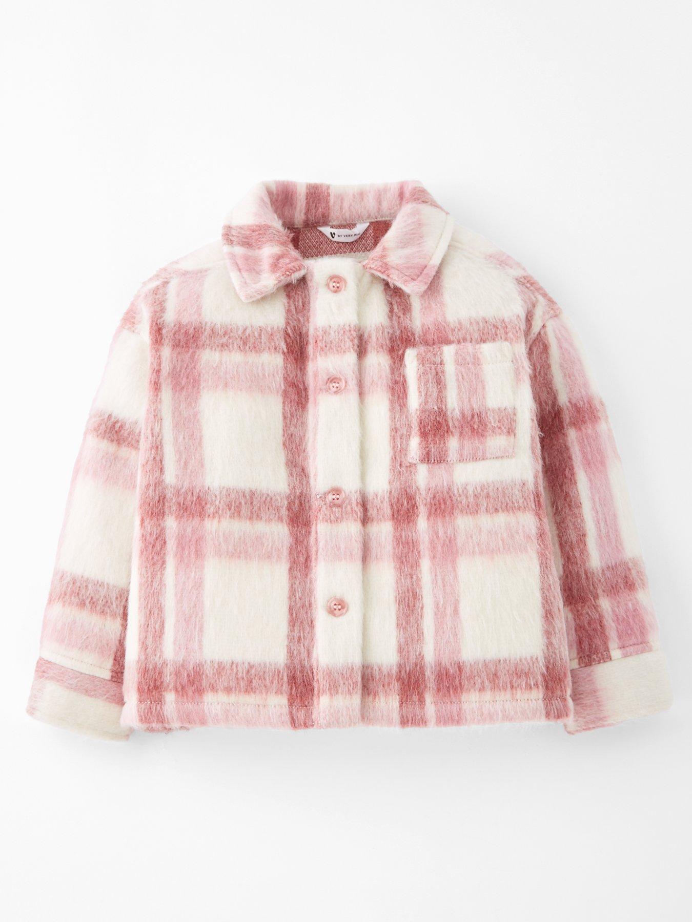 undefined Girls Check Shacket - Pink