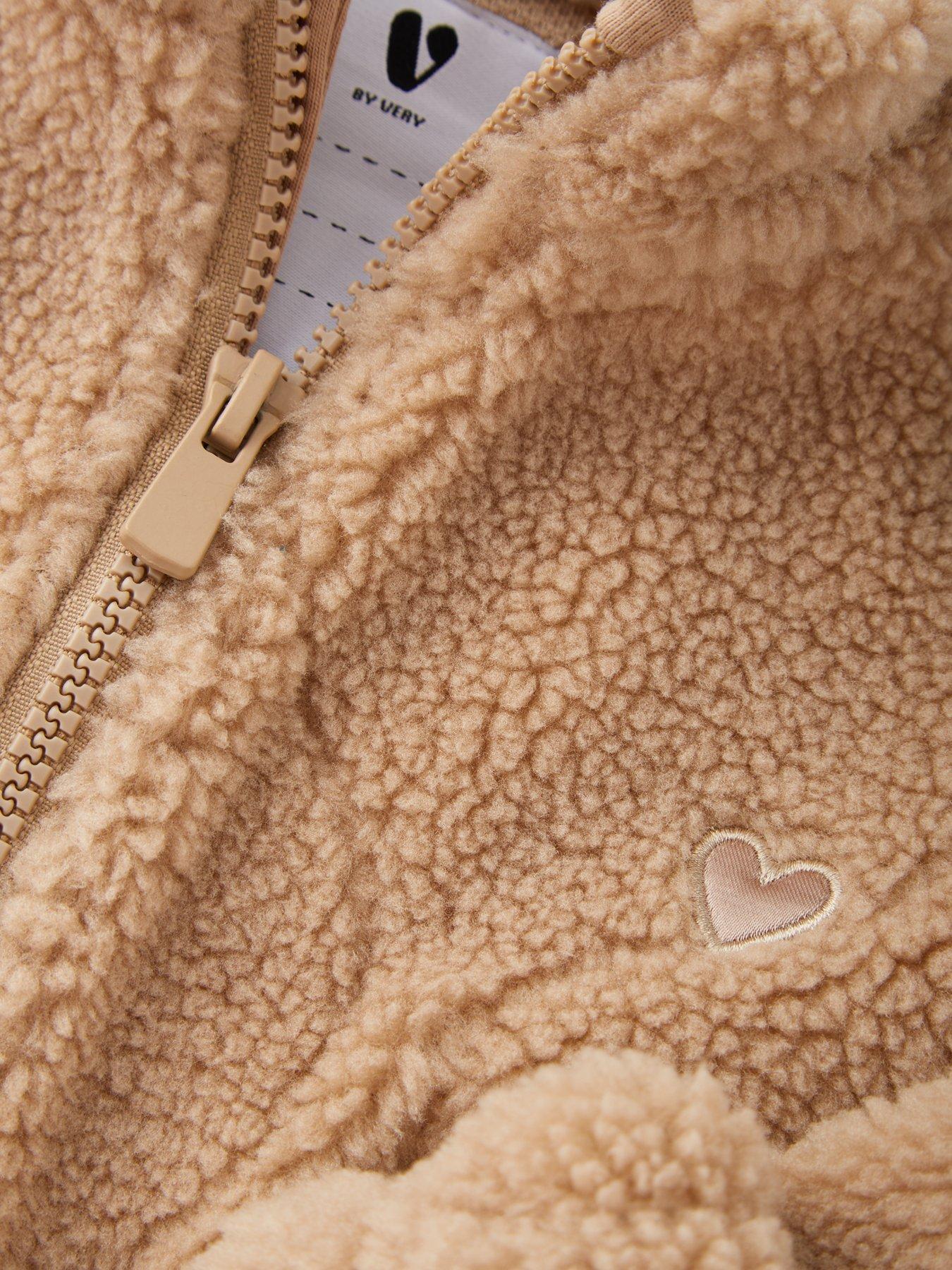 Image 3 of 6 of Mini V by Very Girls Borg Quilted Zip Up Jacket - Cream