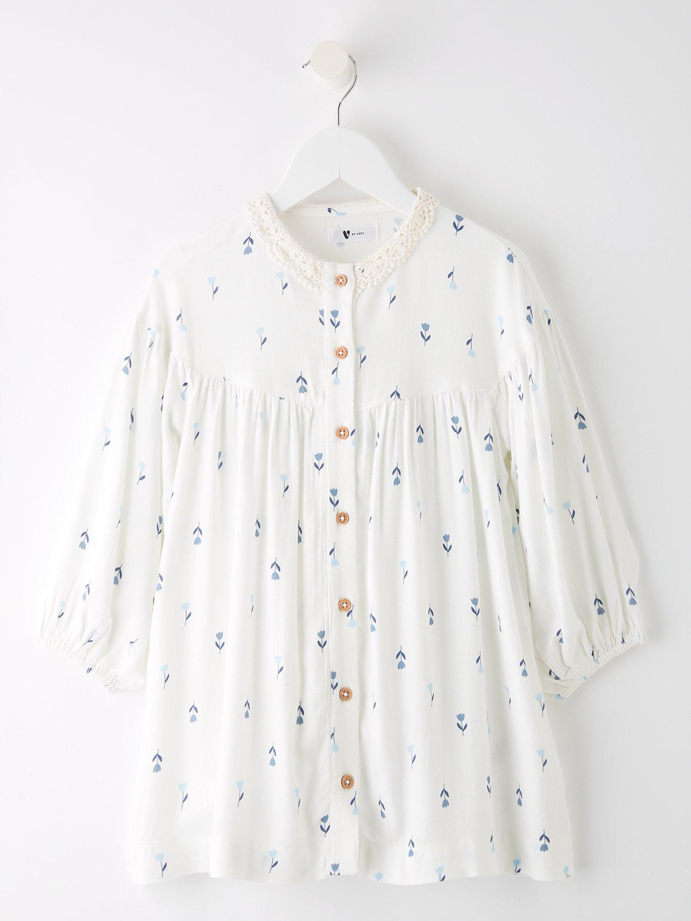 undefined Girls Broderie Collar Dress - Print
