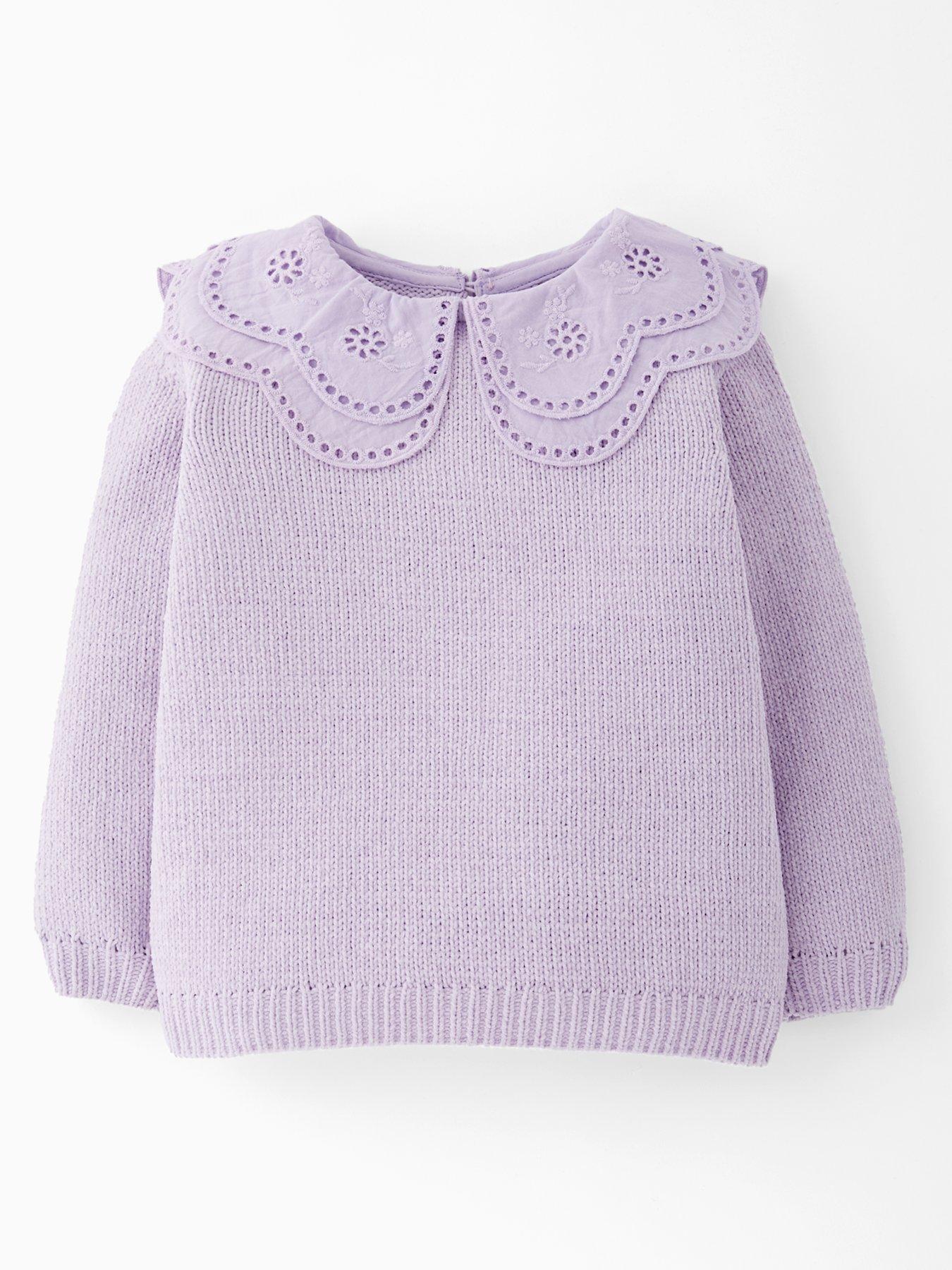 undefined Girls Frill Collar Jumper - Lilac