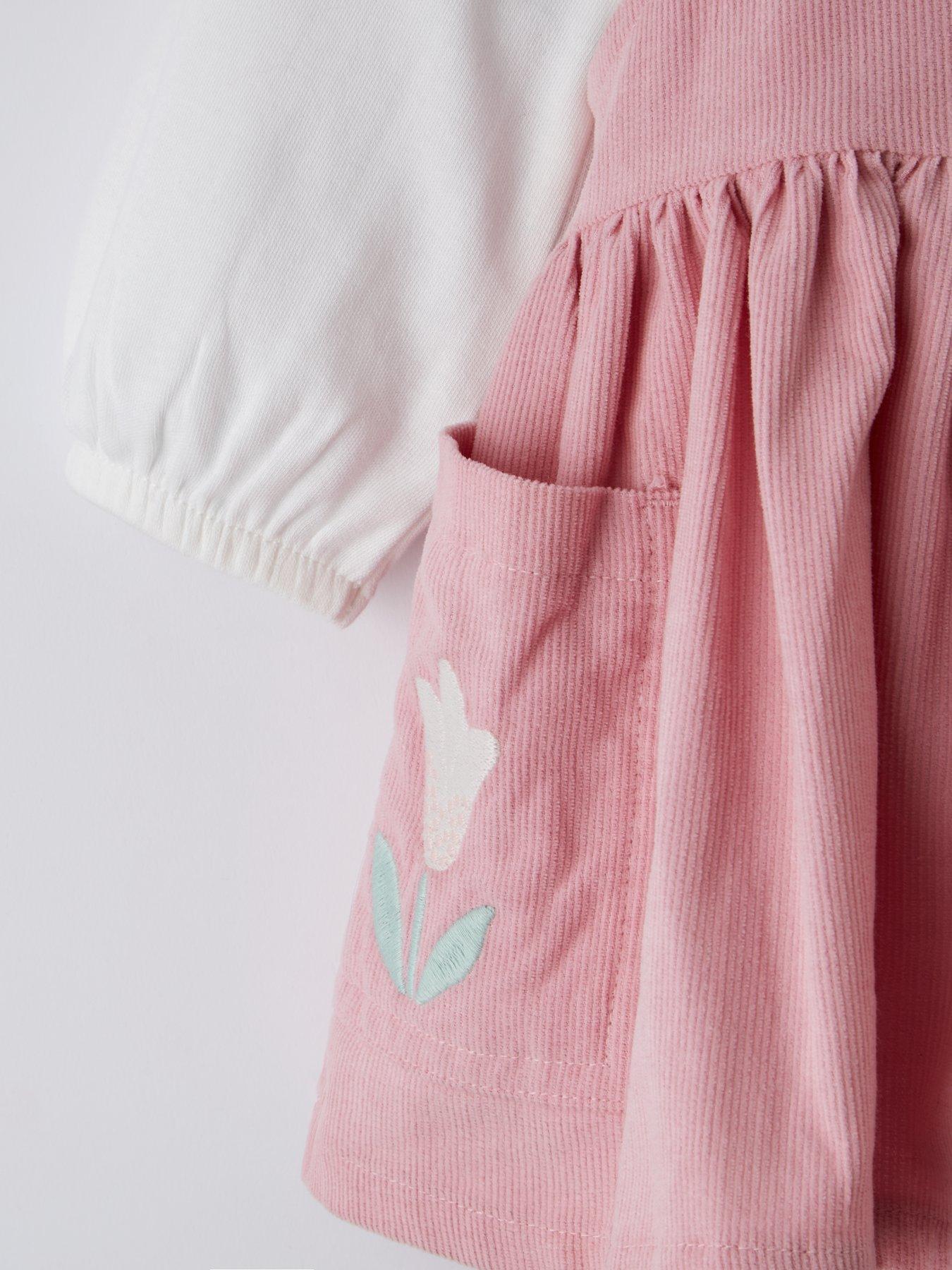  image of the-very-collection-baby-girls-cord-pinny-and-cream-top-set-pink
