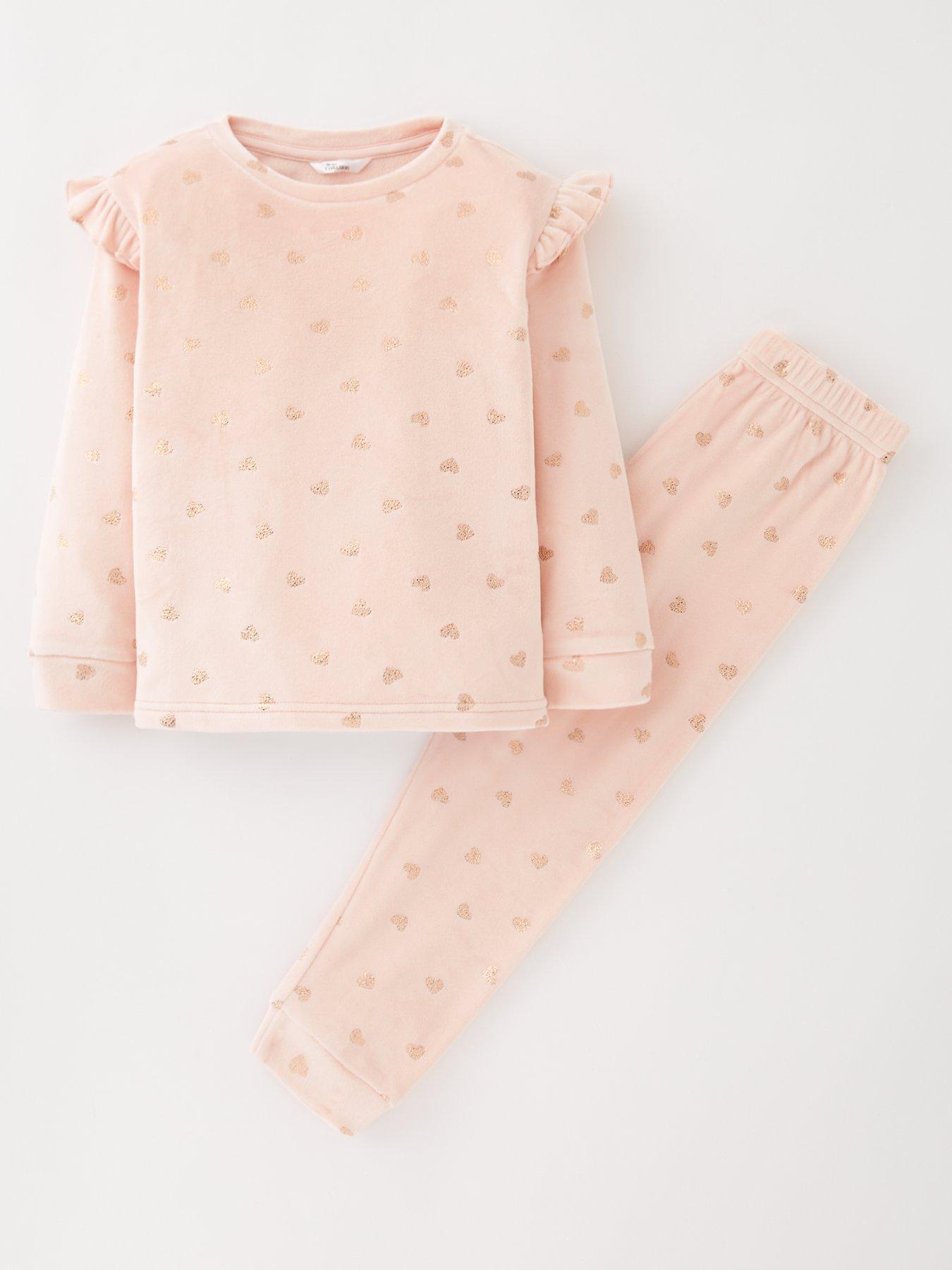 The Very Collection Girls Heart Fleece Pjs - Print
