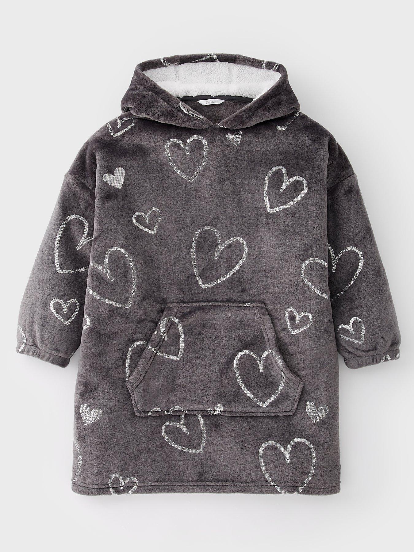 The Very Collection Girls Heart Print Poncho - Black