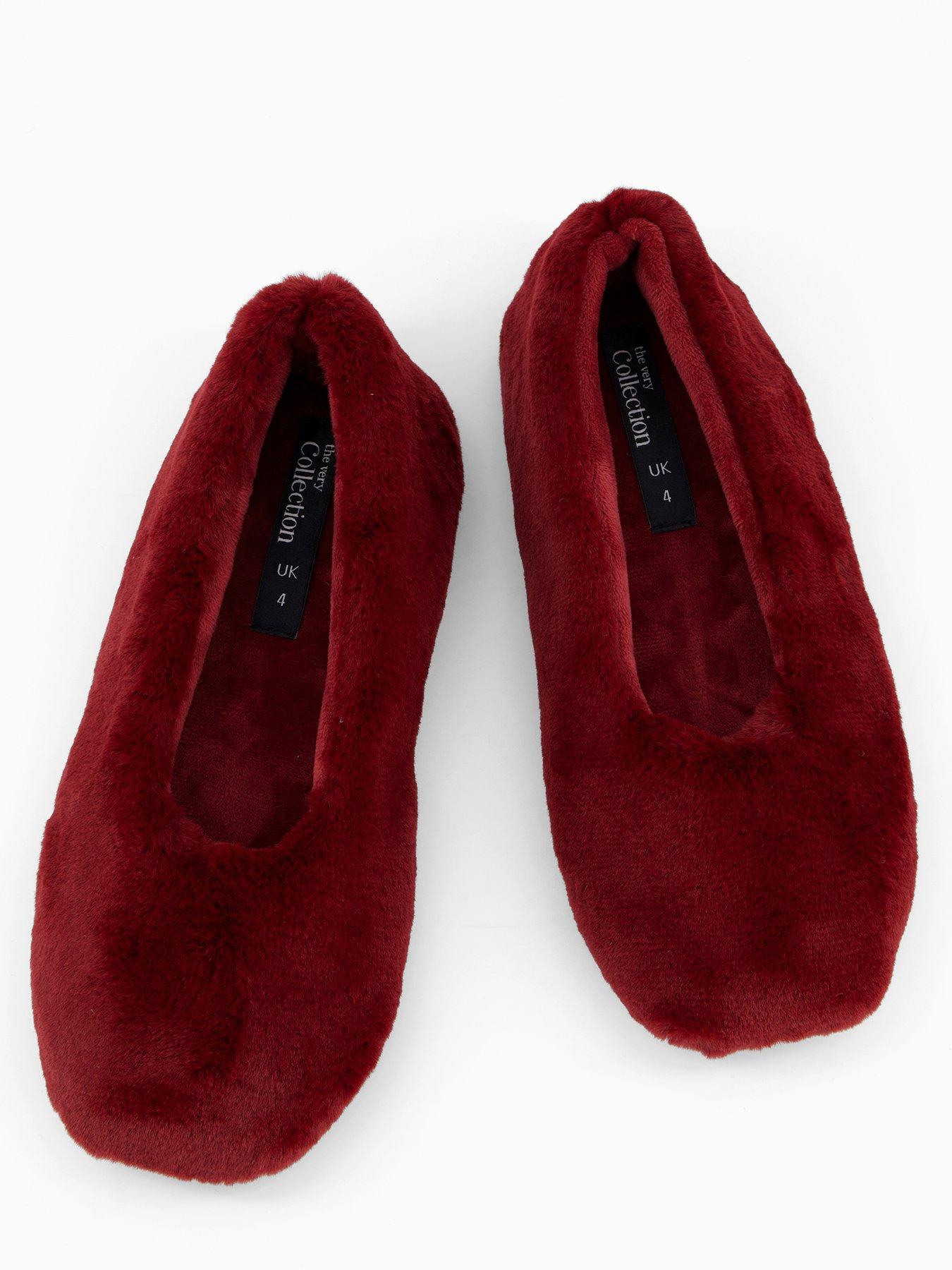  image of the-very-collection-faux-fur-ballerina-slipper-red
