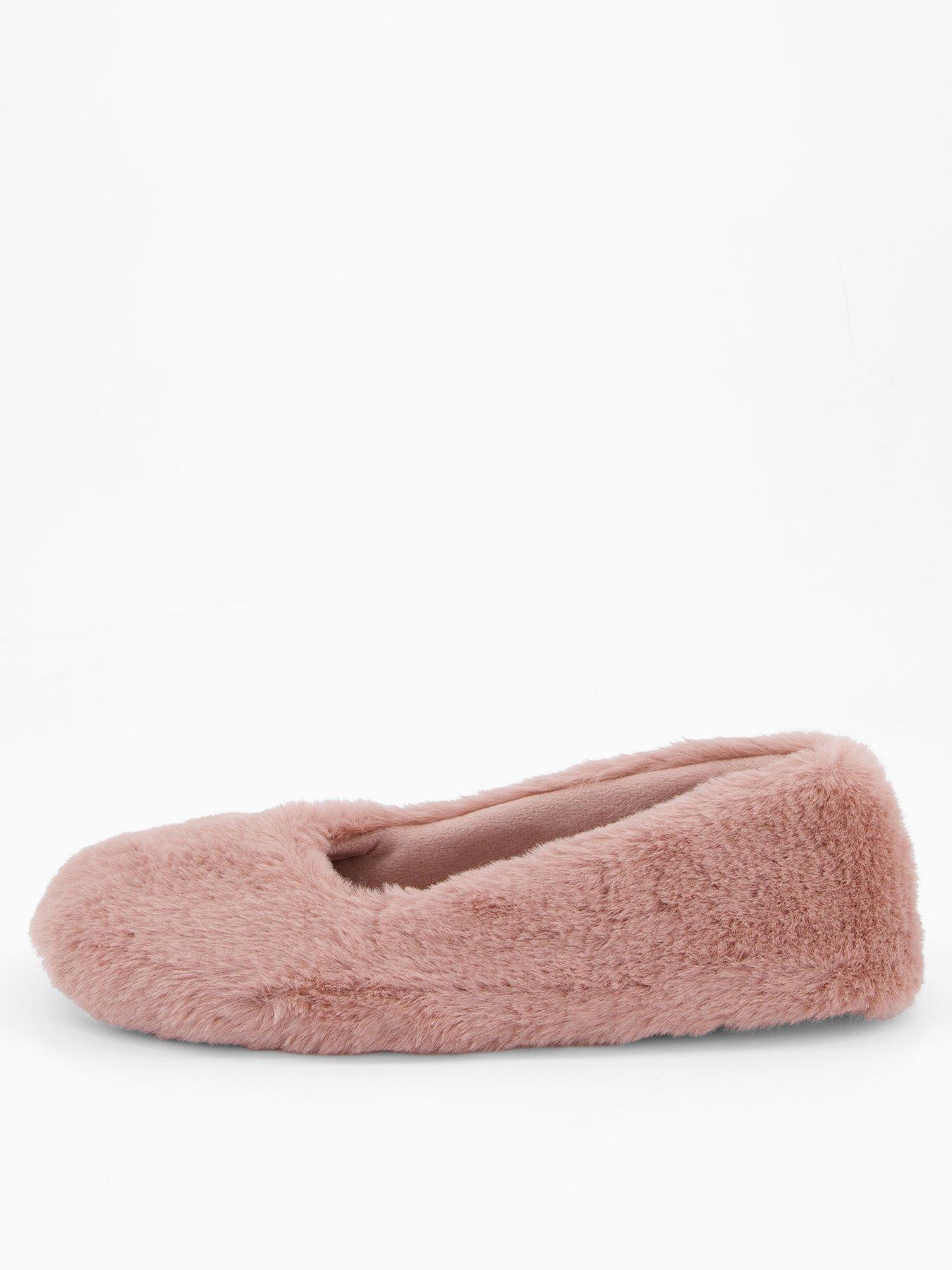 Image 2 of 6 of The Very Collection Faux Fur Ballerina Slippers - Pink