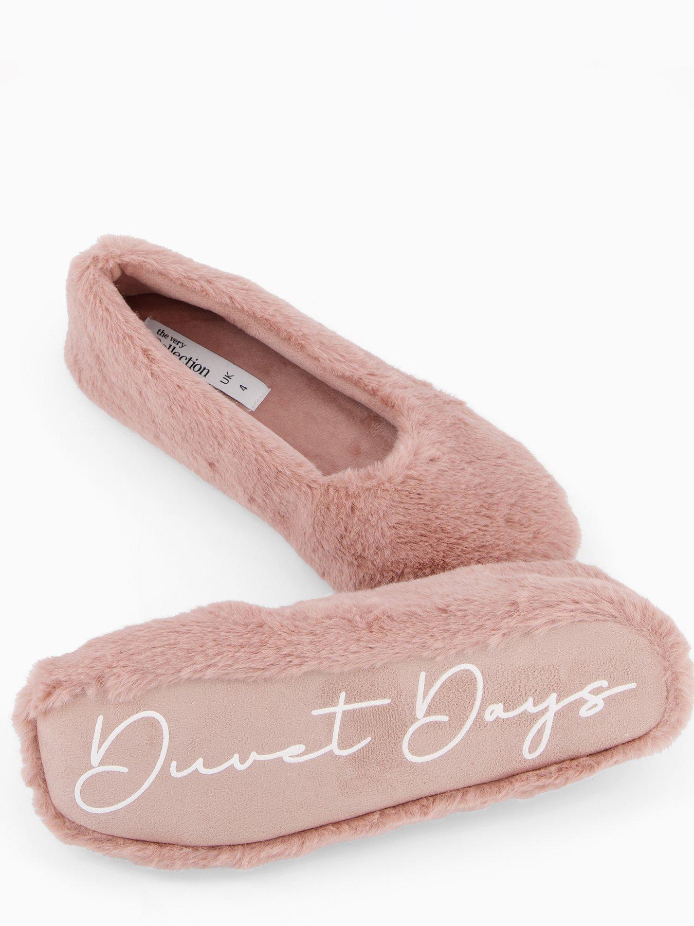  image of the-very-collection-faux-fur-ballerina-slippers-pink