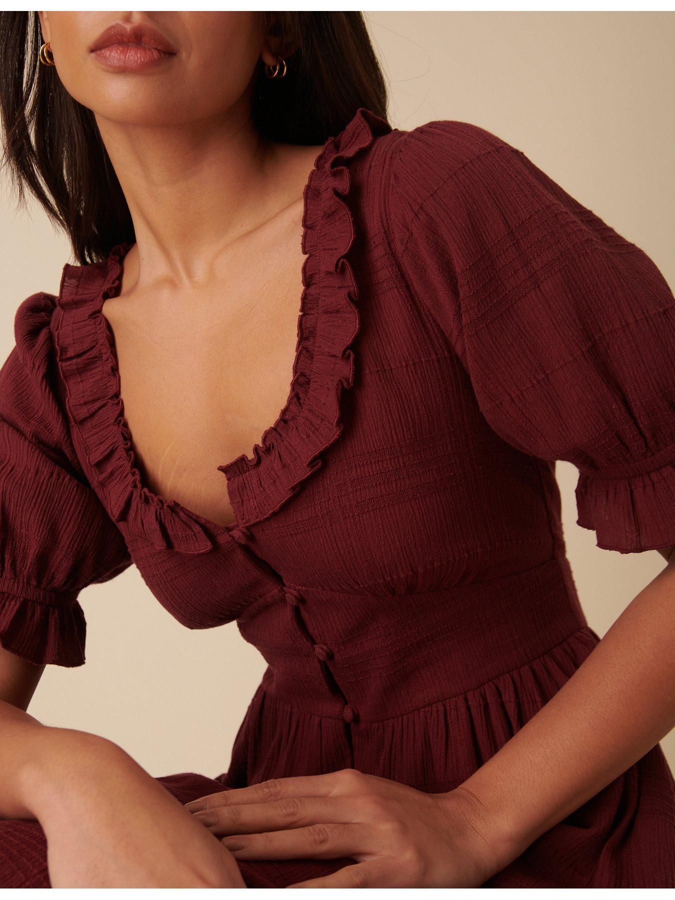 Nobodys Child Flossie Midaxi Dress Plain - Burgundy - Red | Littlewoods