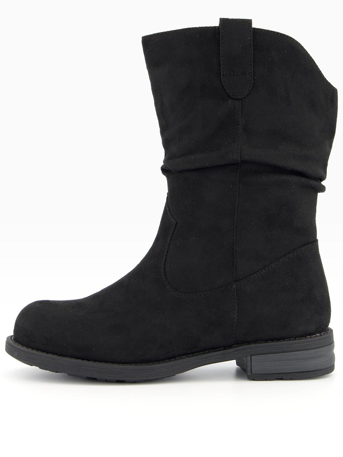 Image 1 of 6 of The Very Collection Wide Fit Flat Slouch Calf Boot