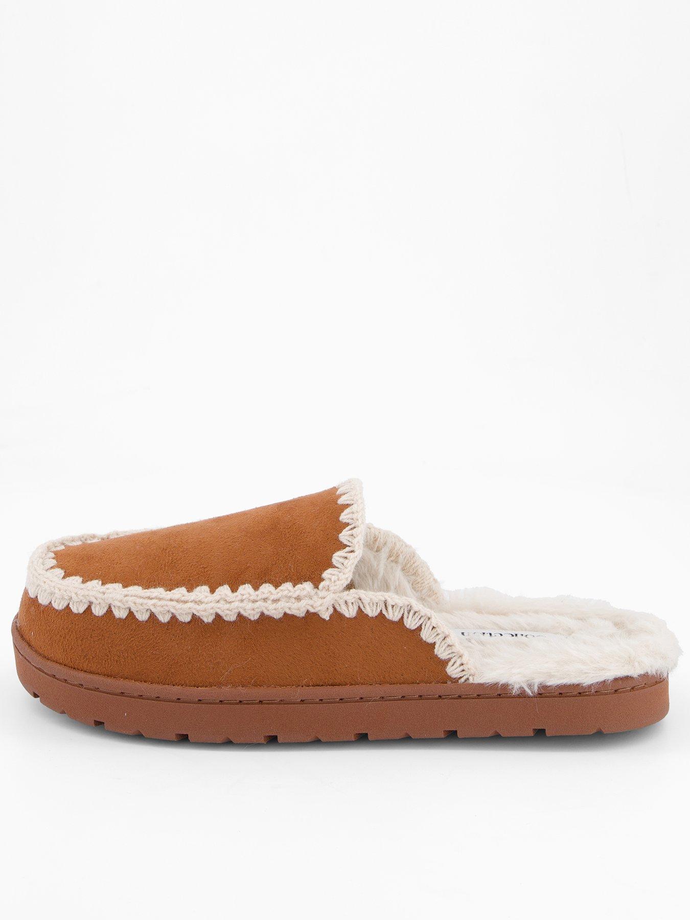 the-very-collection-faux-suede-stitch-detail-mule-slipper-brown