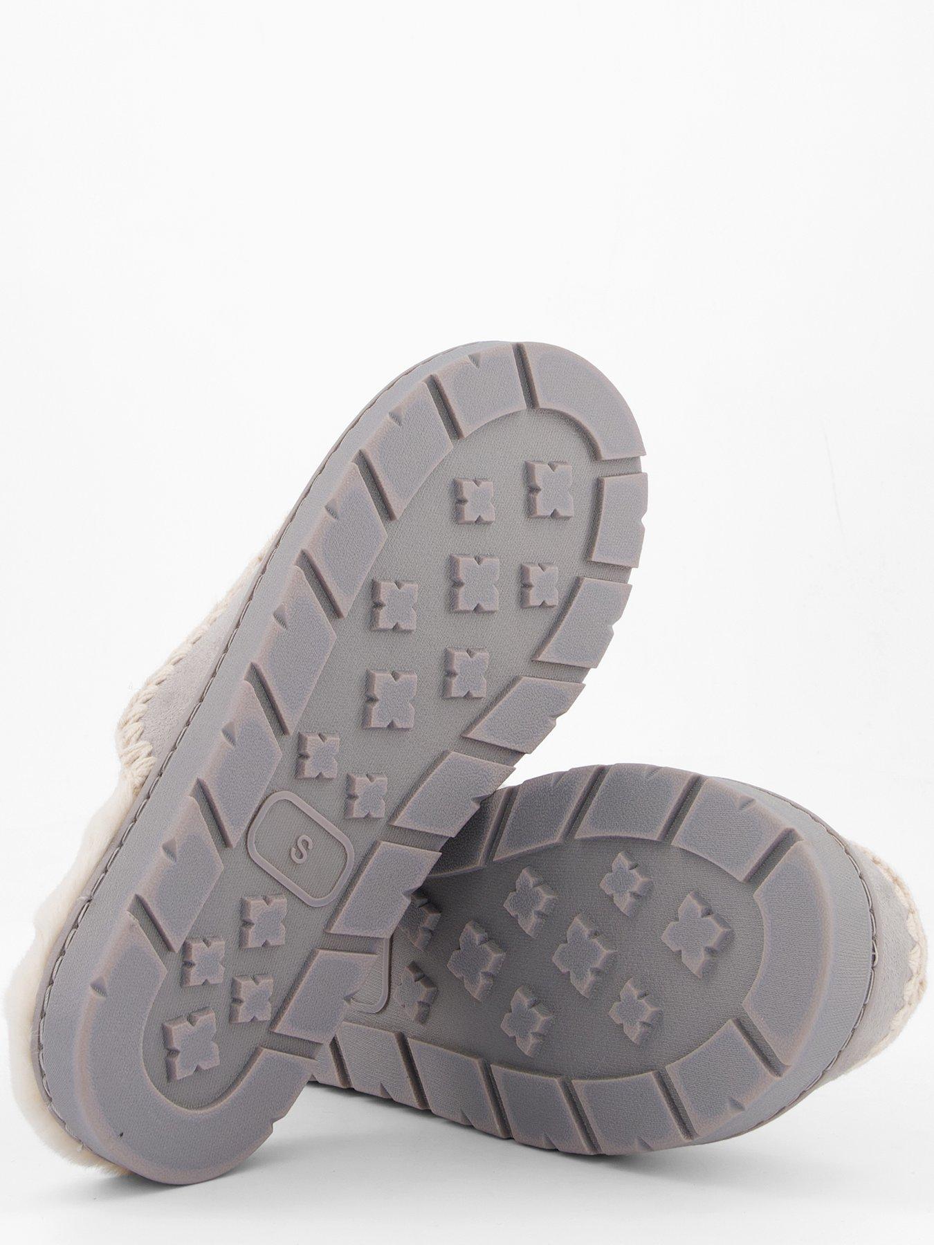  image of the-very-collection-faux-suede-stitch-detail-mule-slipper-grey