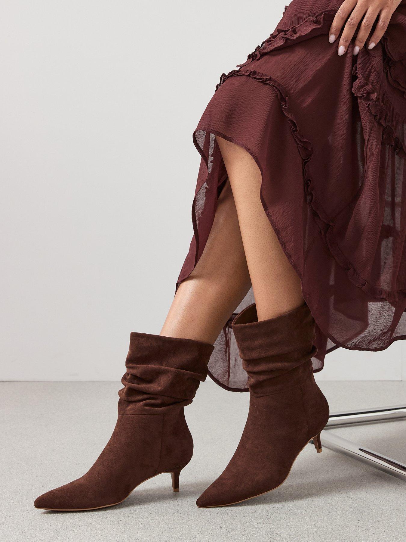 Image 1 of 7 of The Very Collection Slouch Calf Boot - Chocolate